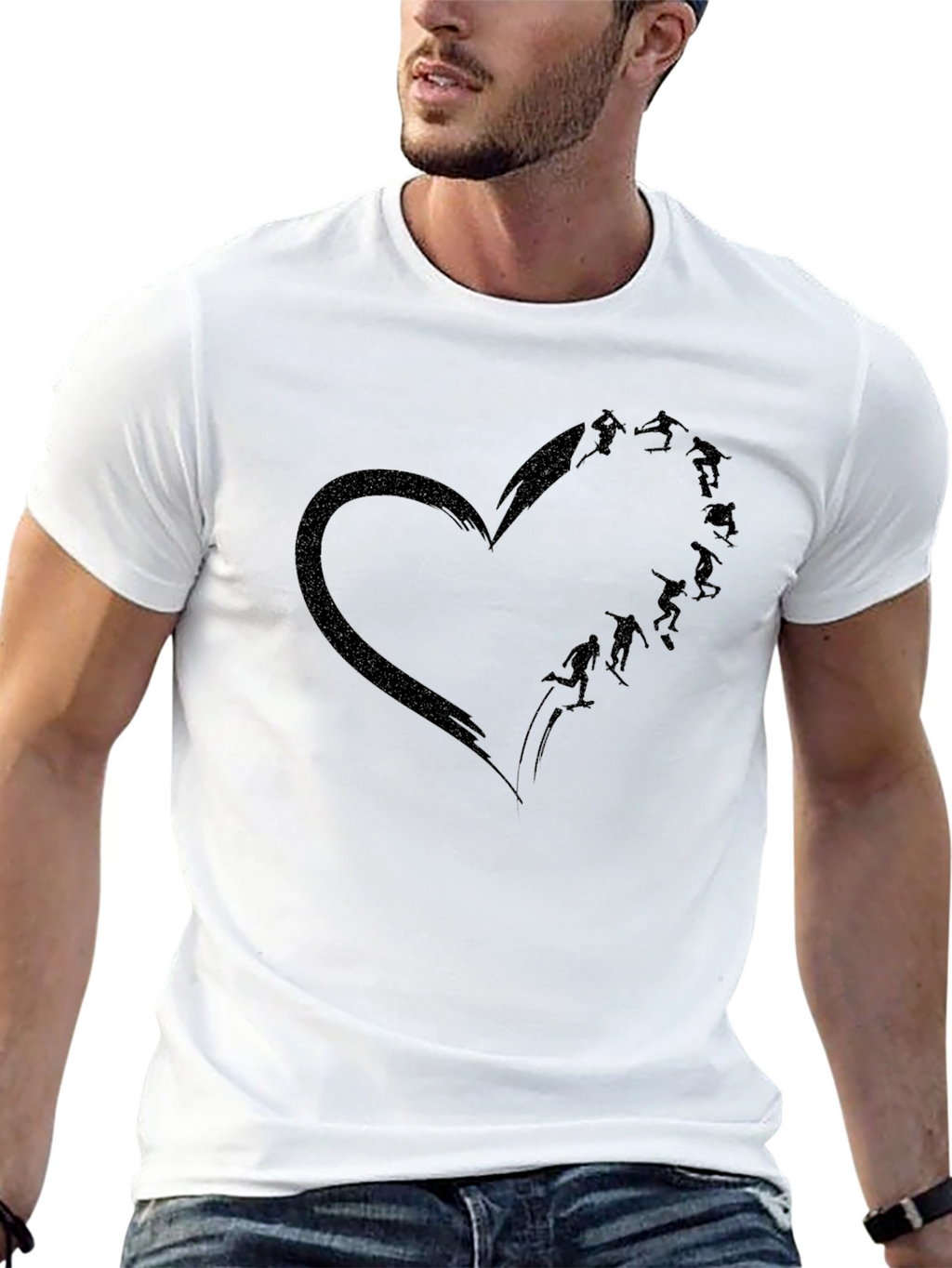 Skateboarding Heart Tee - Black Graphic T-Shirt