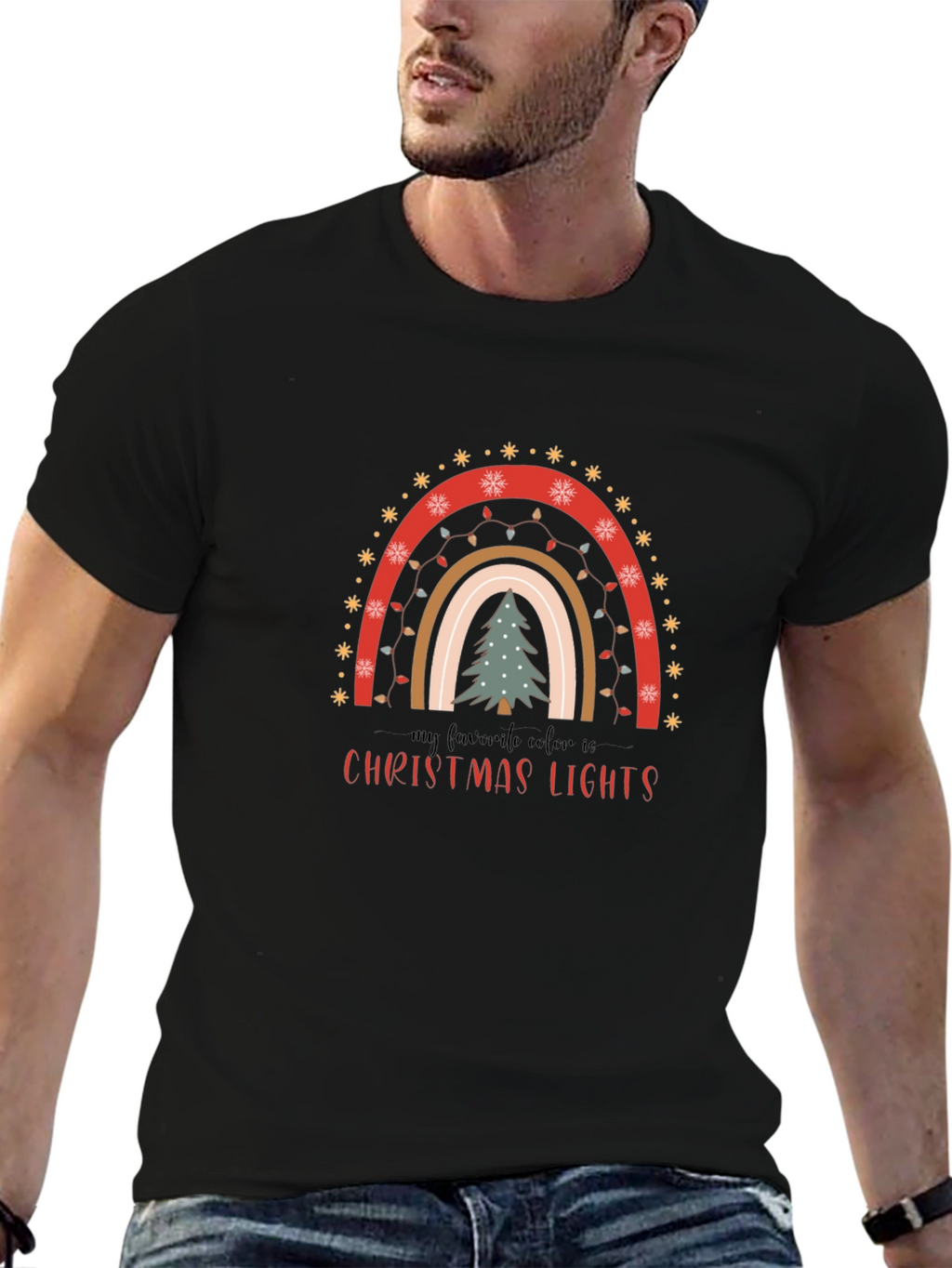 Christmas Lights Rainbow Graphic Tee