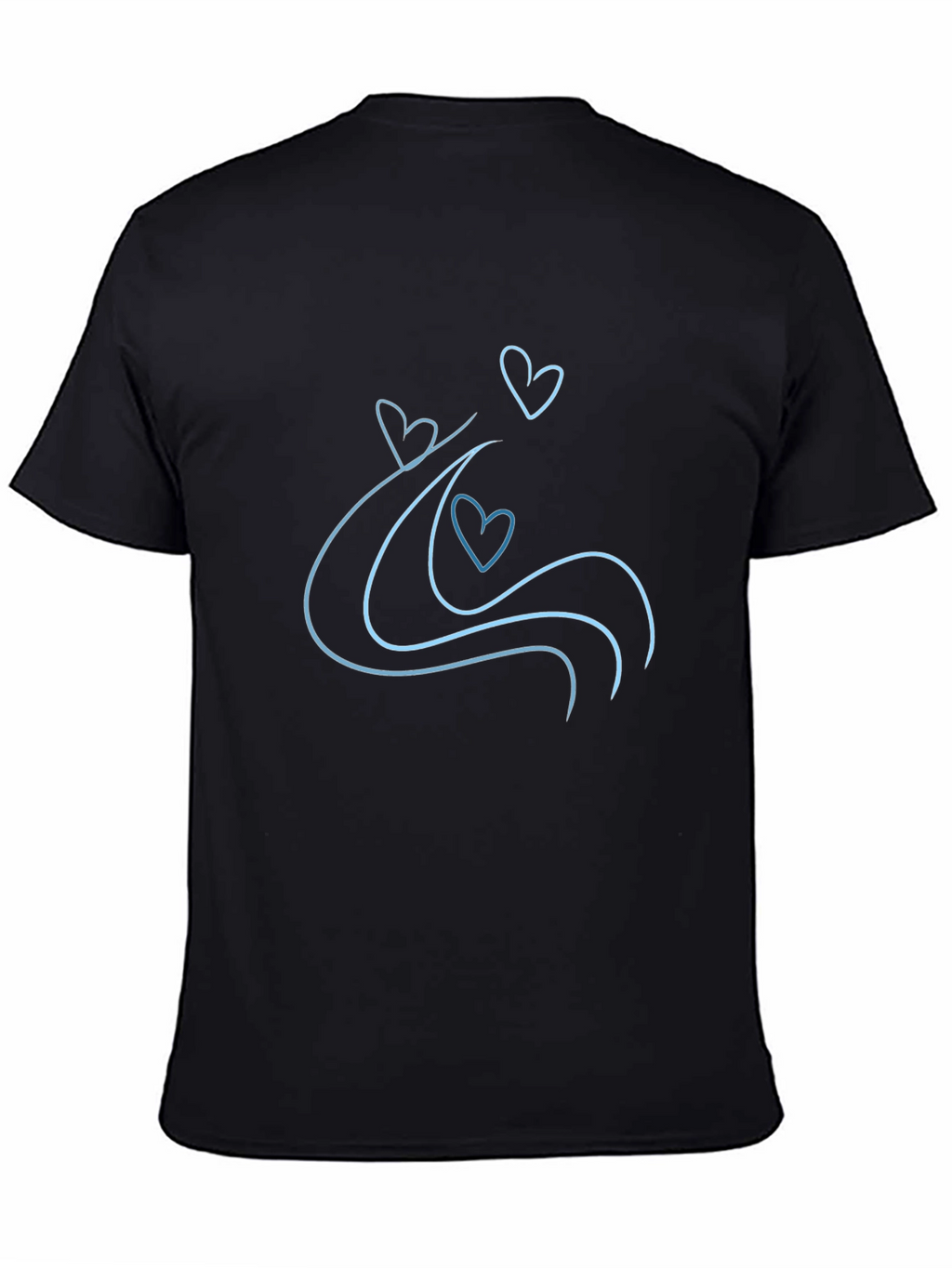 Heart Wave Black Tee - Minimalist Design