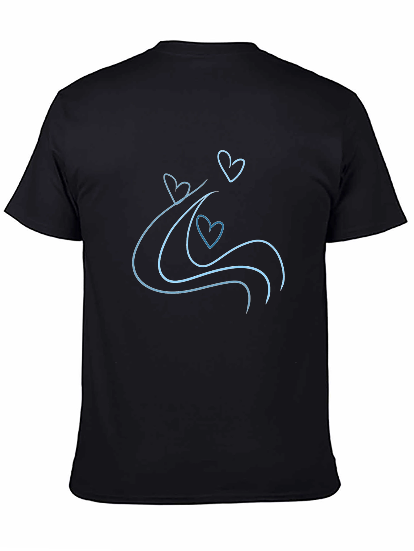 Heart Wave Black Tee - Minimalist Design