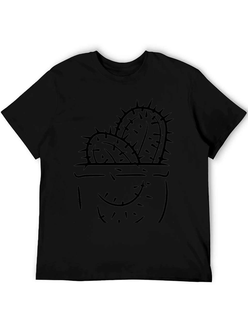Cactus Graphic Tee - Black Cotton Casual Shirt
