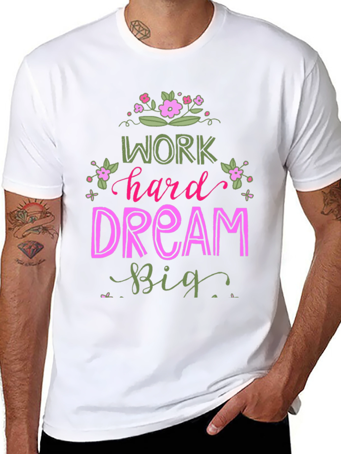 Work Hard Dream Big Graphic Tee - Inspirational Black T-Shirt