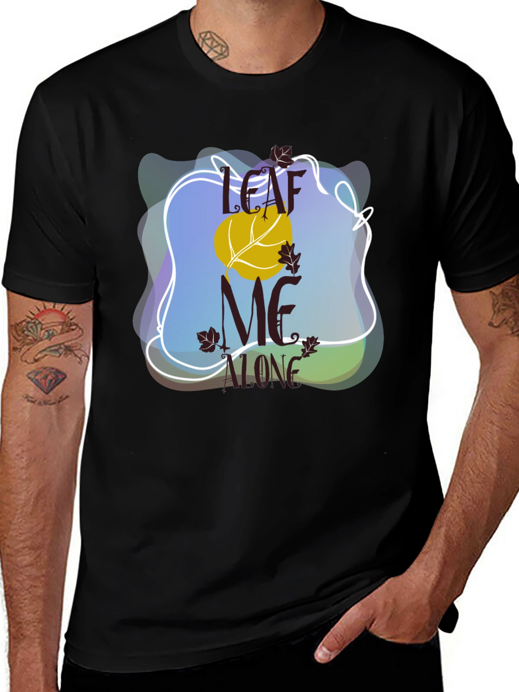 Leaf Me Alone Graphic Tee - Black