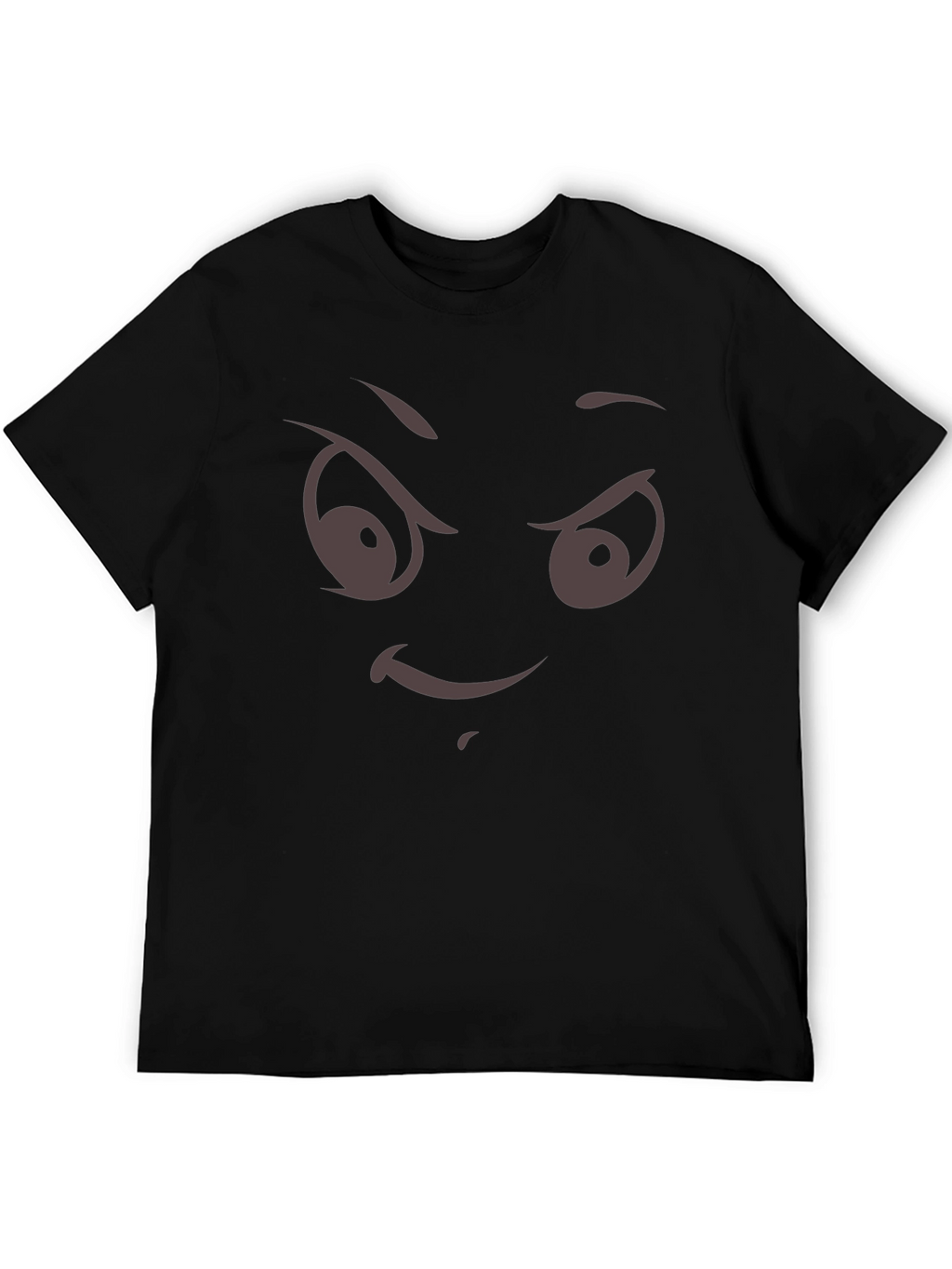 Mens Black T-Shirt with Evil Face Graphic Print