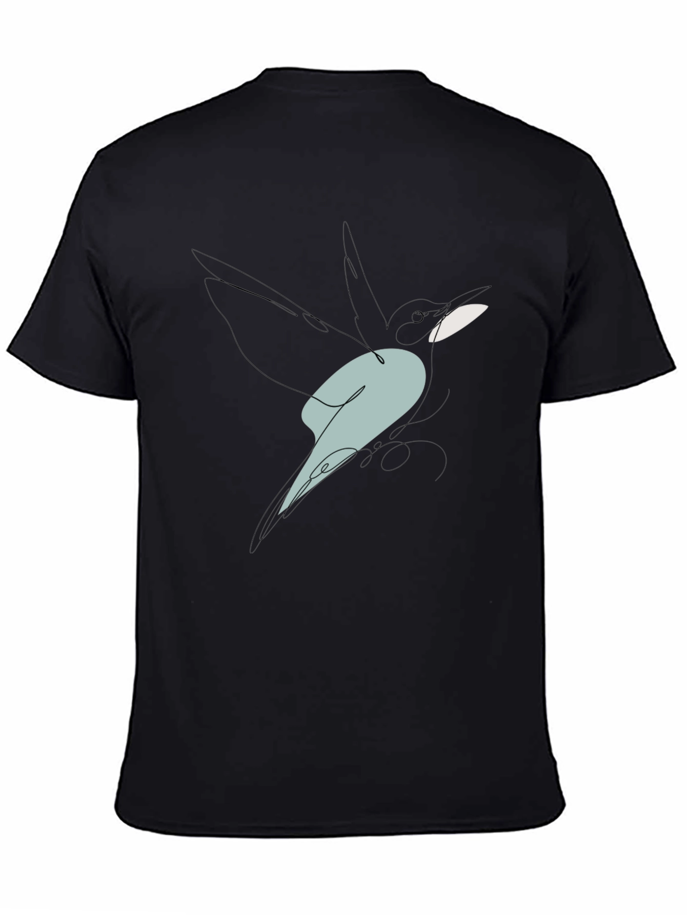 Abstract Bird Line Art Graphic Tee - Black