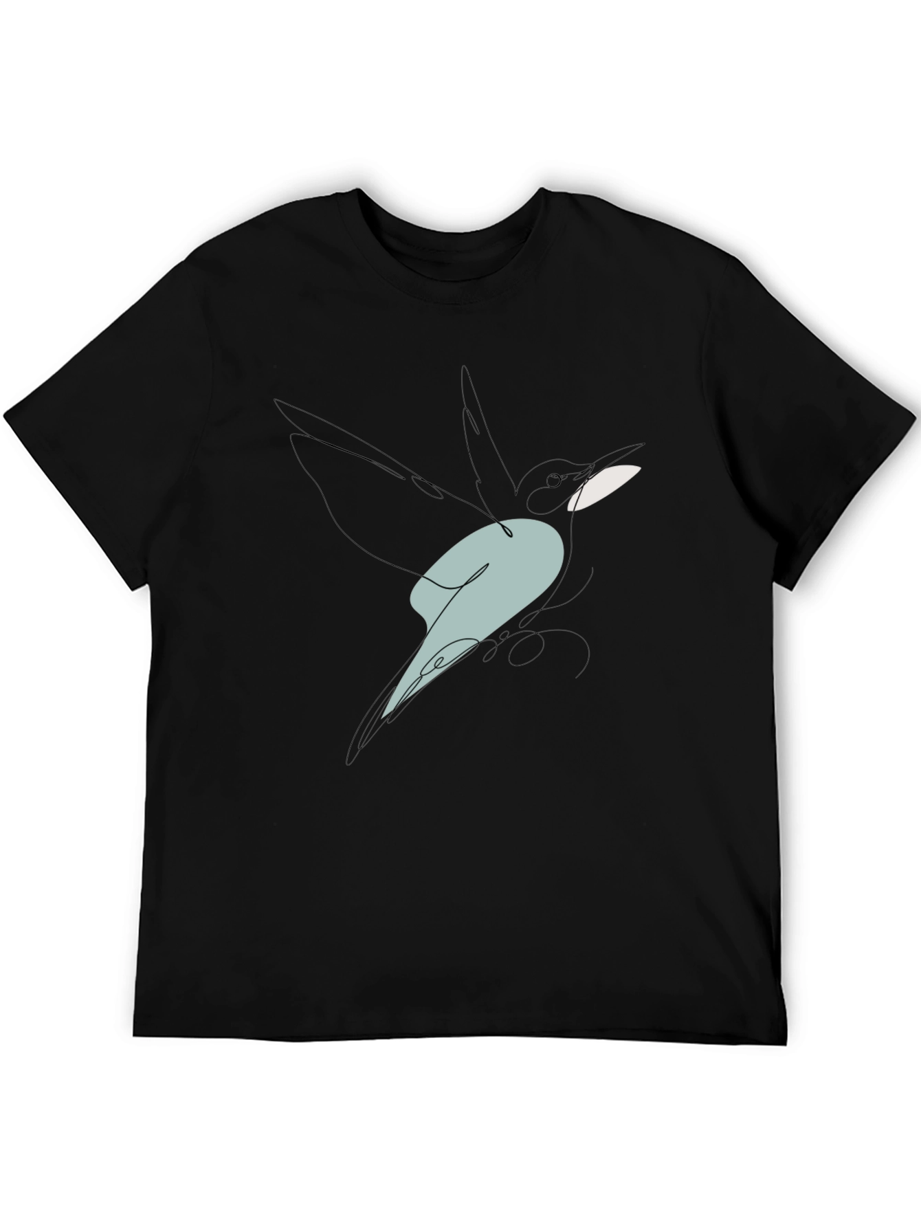 Abstract Bird Line Art Graphic Tee - Black