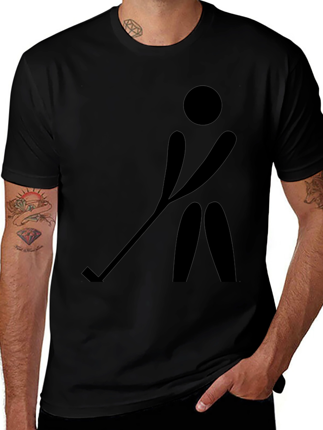 Hockey Player Silhouette Black T-Shirt