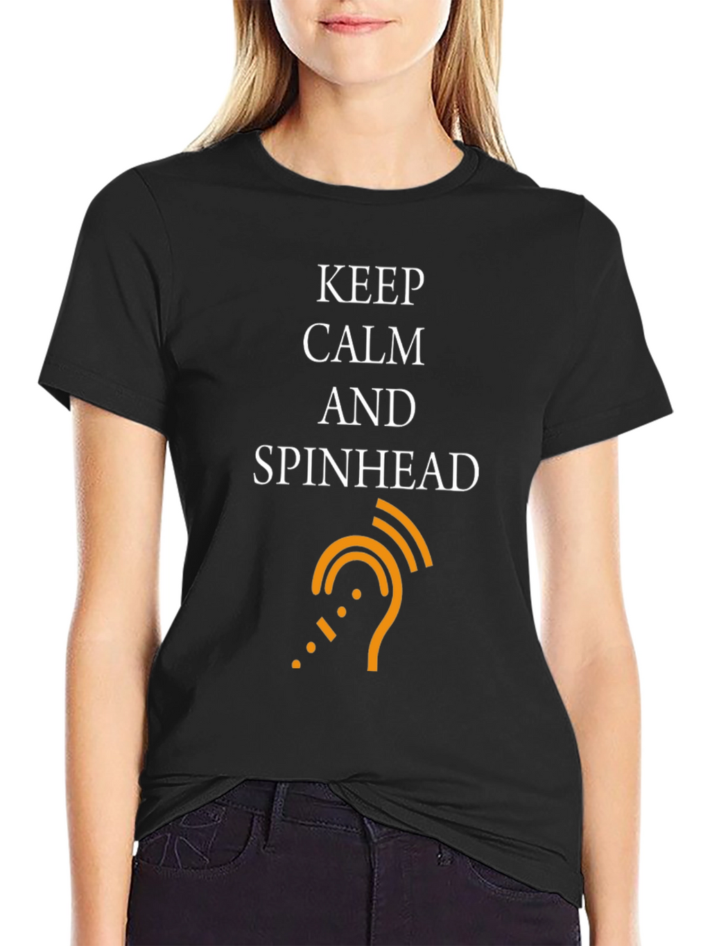 Keep Calm Spinhead T-Shirt - Black Cotton Tee