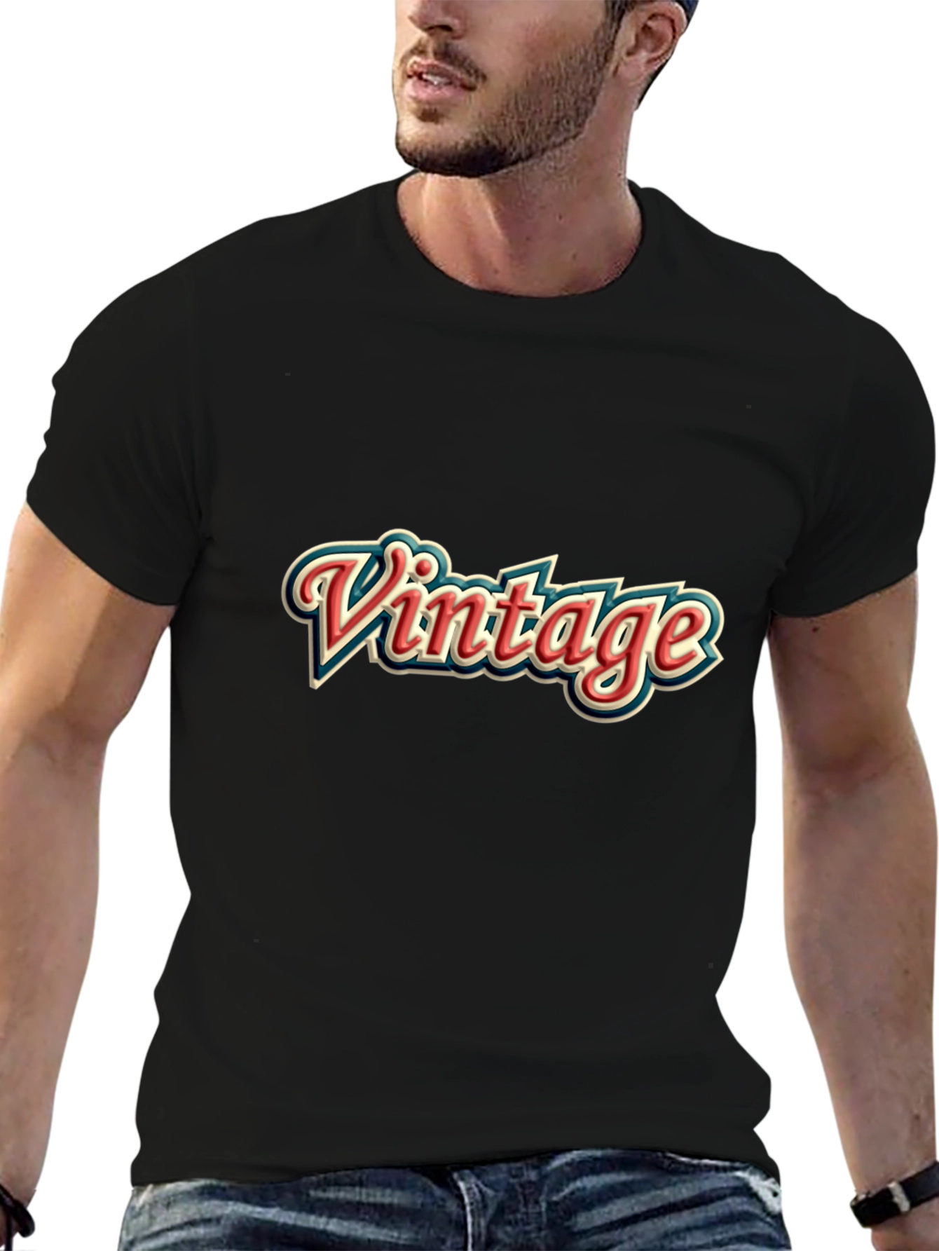 Retro Vintage Graphic Tee - Black