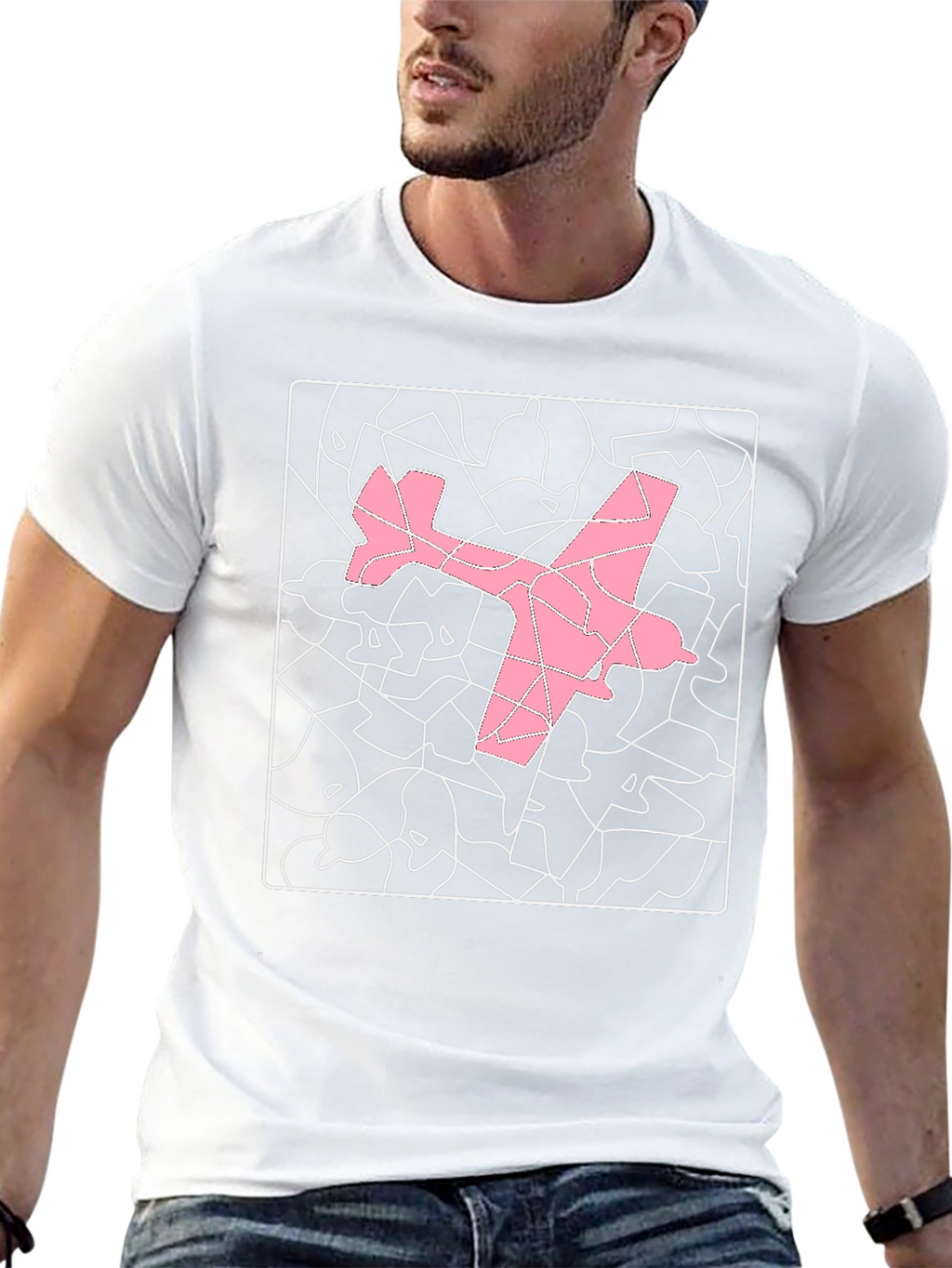 Pink Airplane Graphic Tee - Stylish Abstract Design