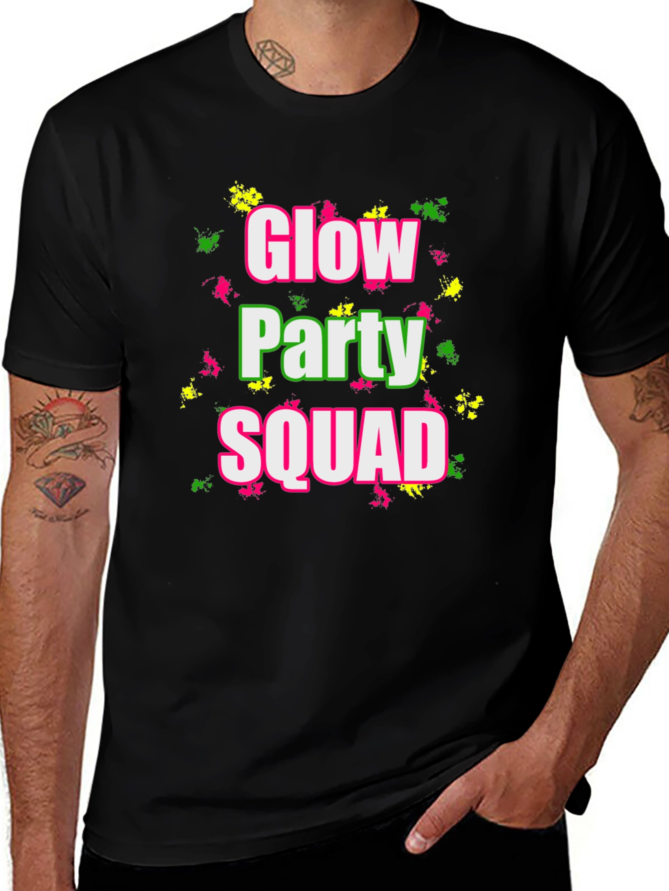 Glow Party Squad Black T-Shirt