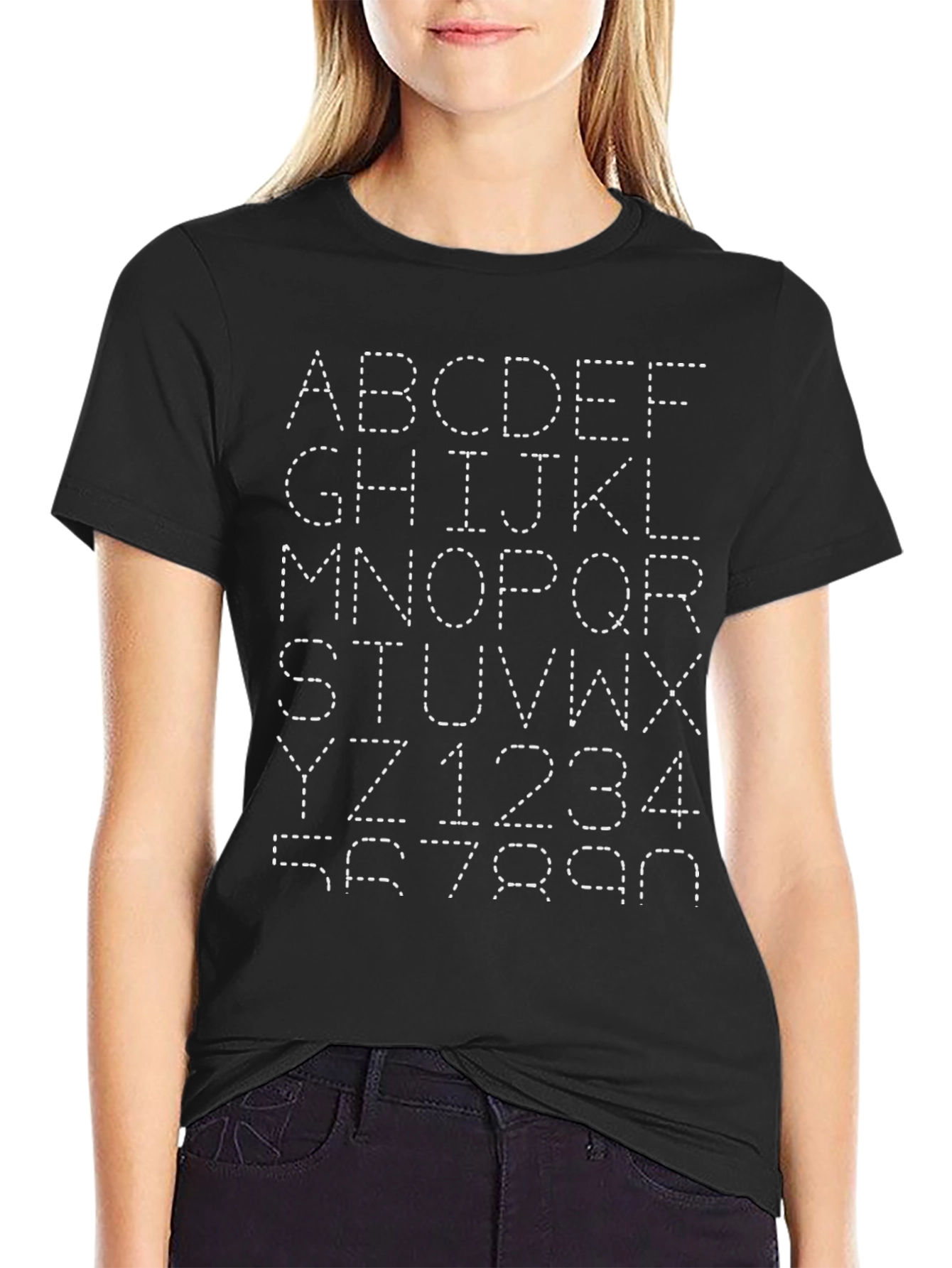 Alphabet & Numbers Graphic Tee - Classic Black T-Shirt