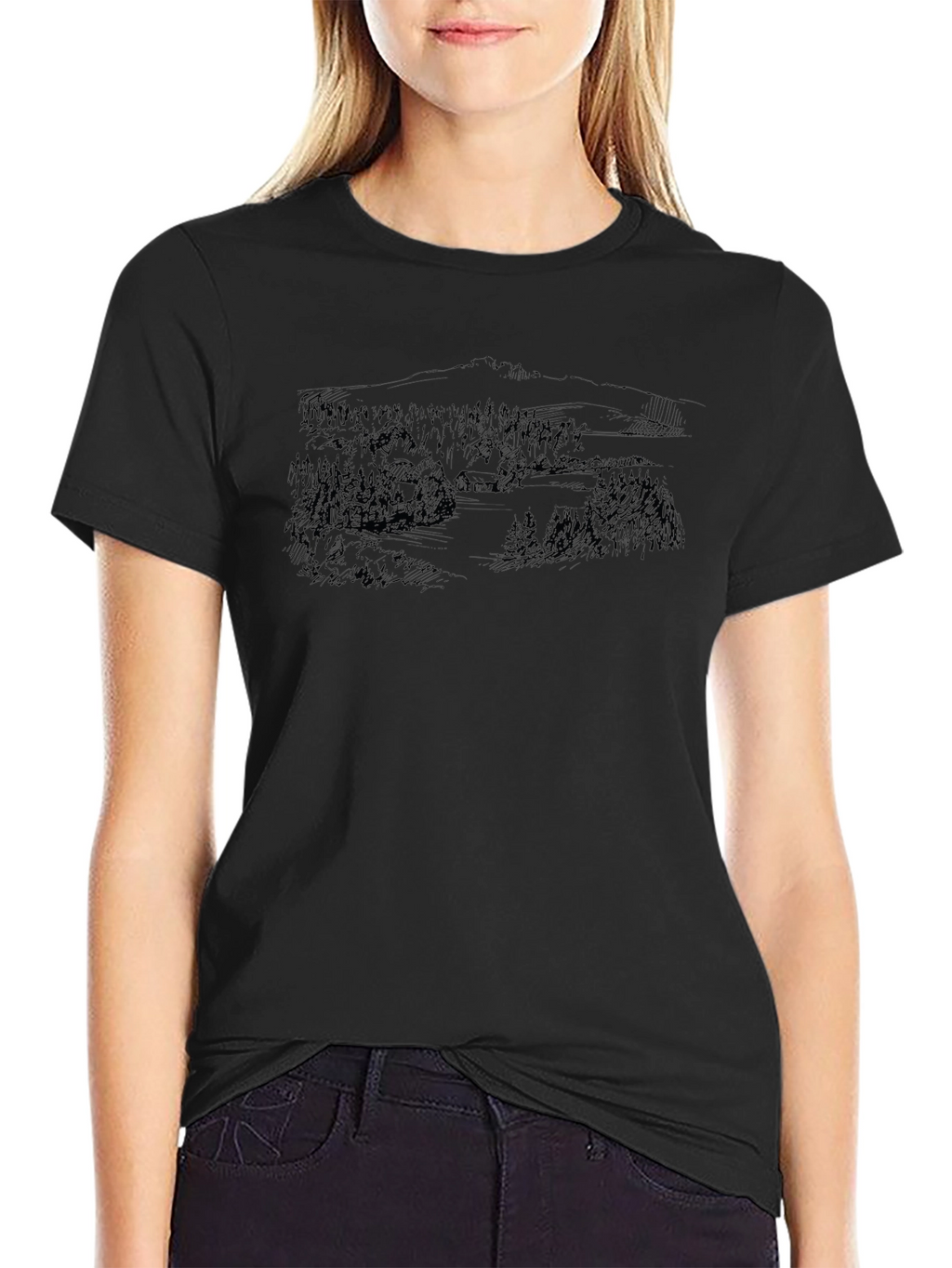 Nature Scene Graphic Tee - Classic Black T-Shirt