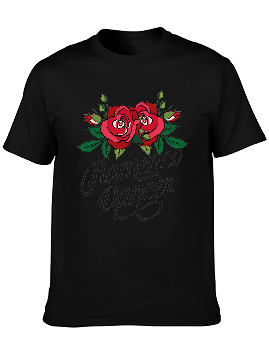 Flamenco Dancer Rose Graphic Black T-Shirt