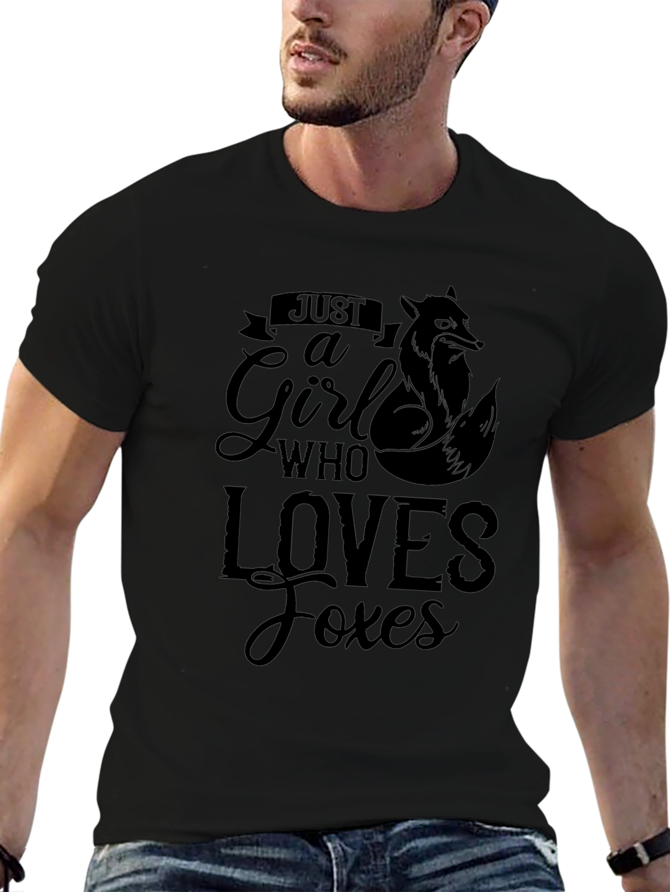 Just a Girl Who Loves Foxes - Black T-Shirt