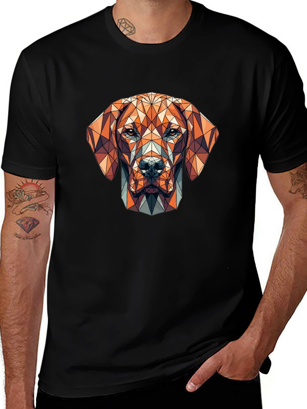 Geometric Dog Graphic T-Shirt