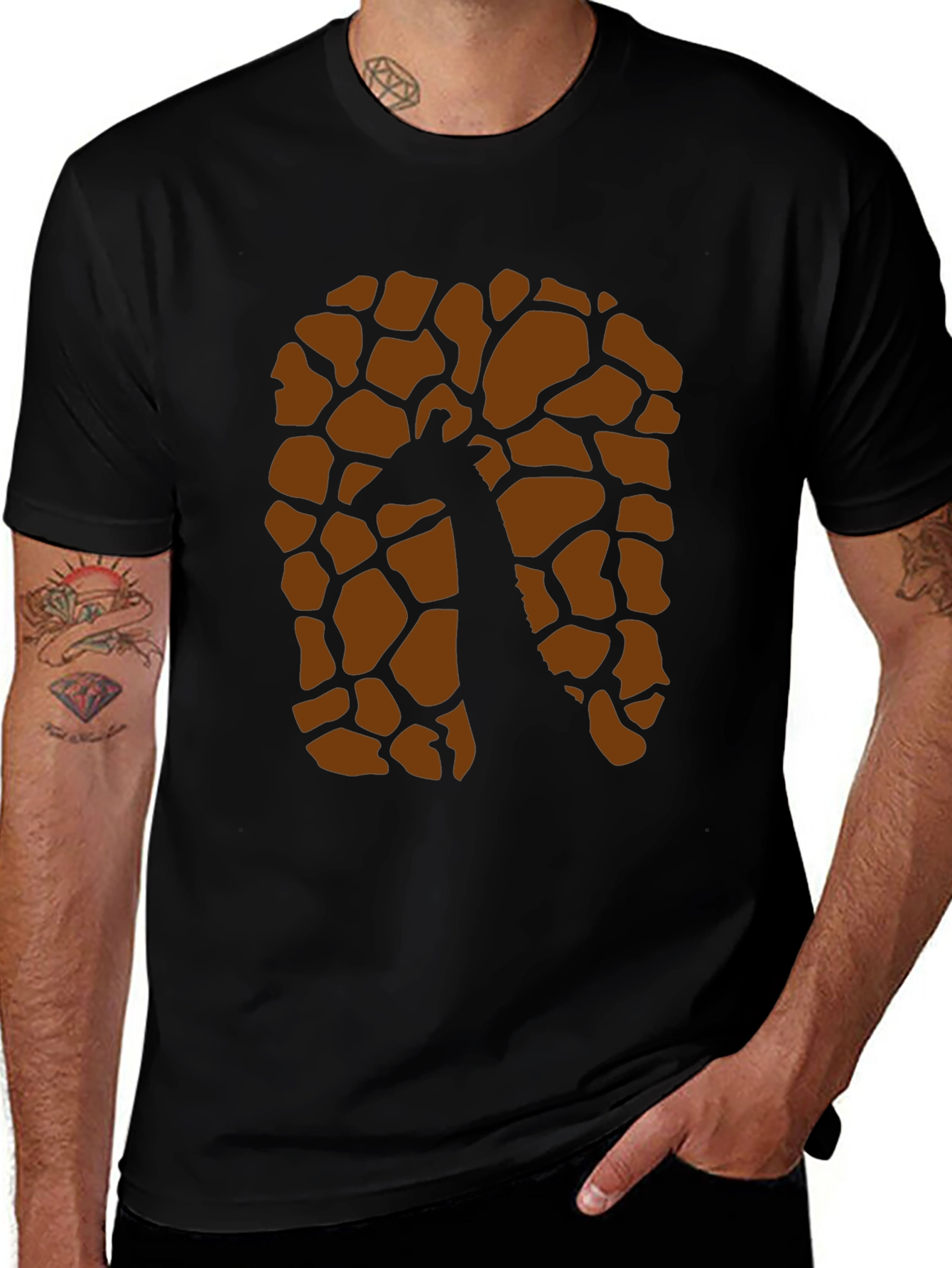 Giraffe Print Black Graphic Tee