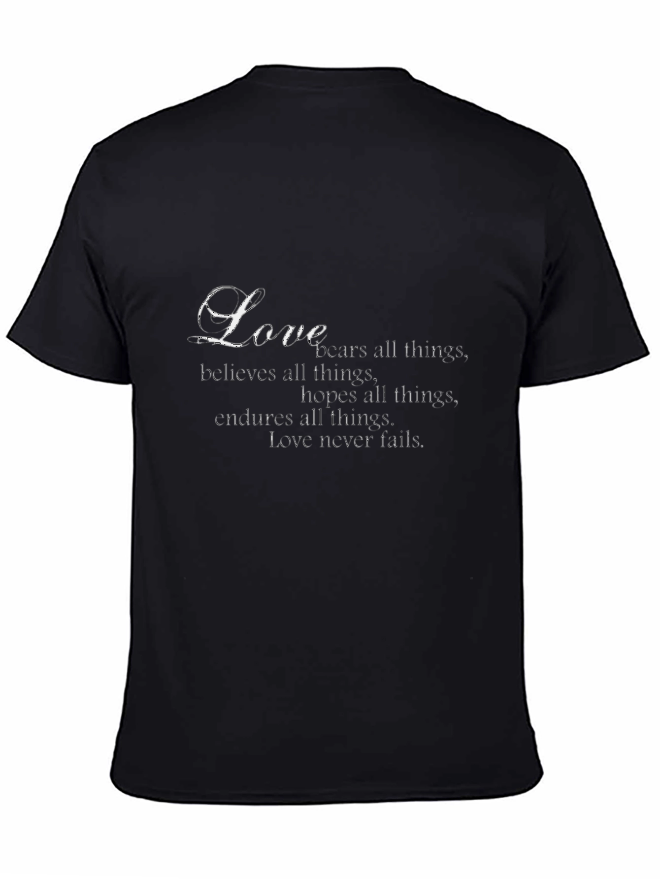 Love Never Fails Graphic T-Shirt - Black