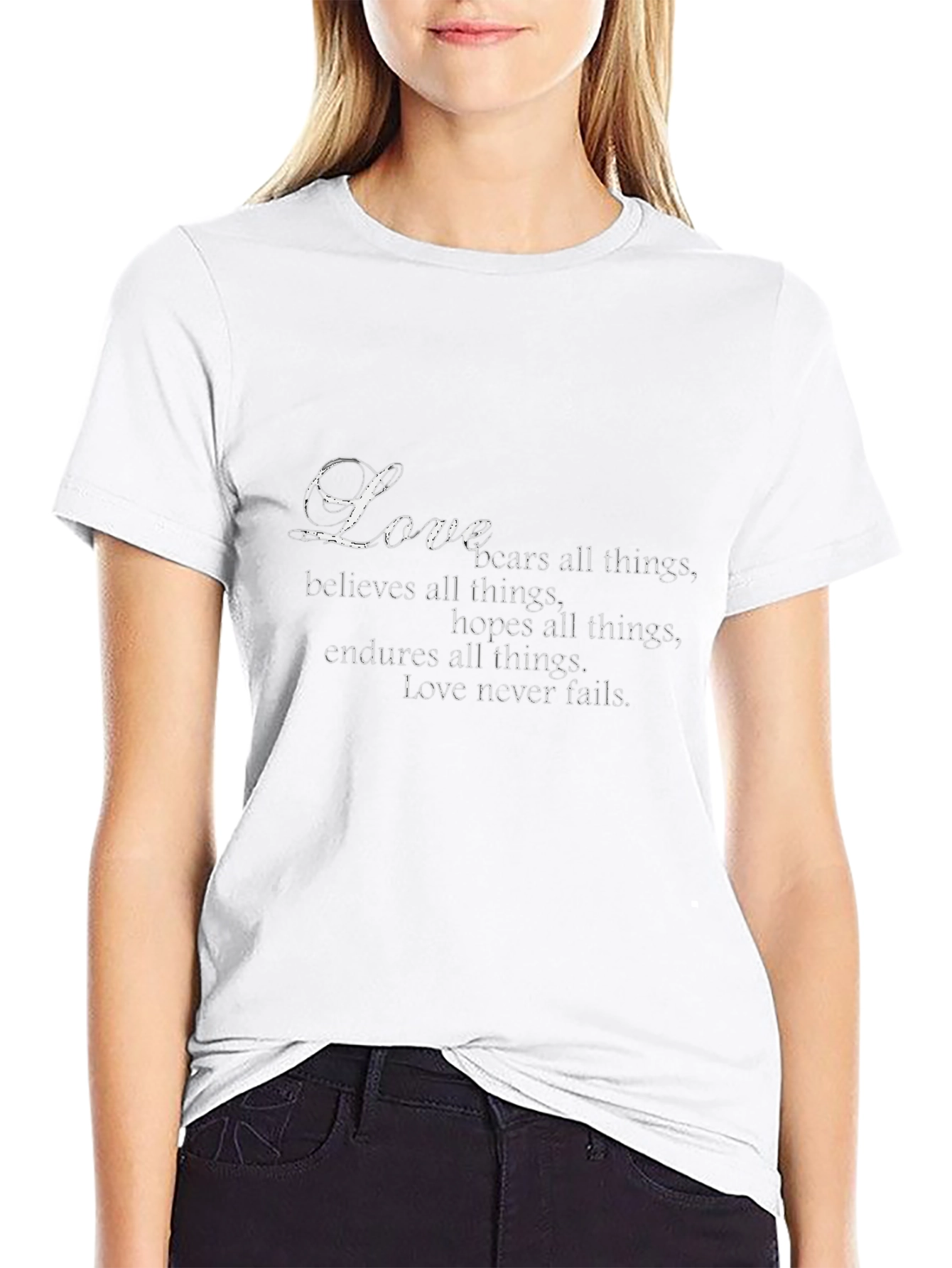 Love Never Fails Graphic T-Shirt - Black