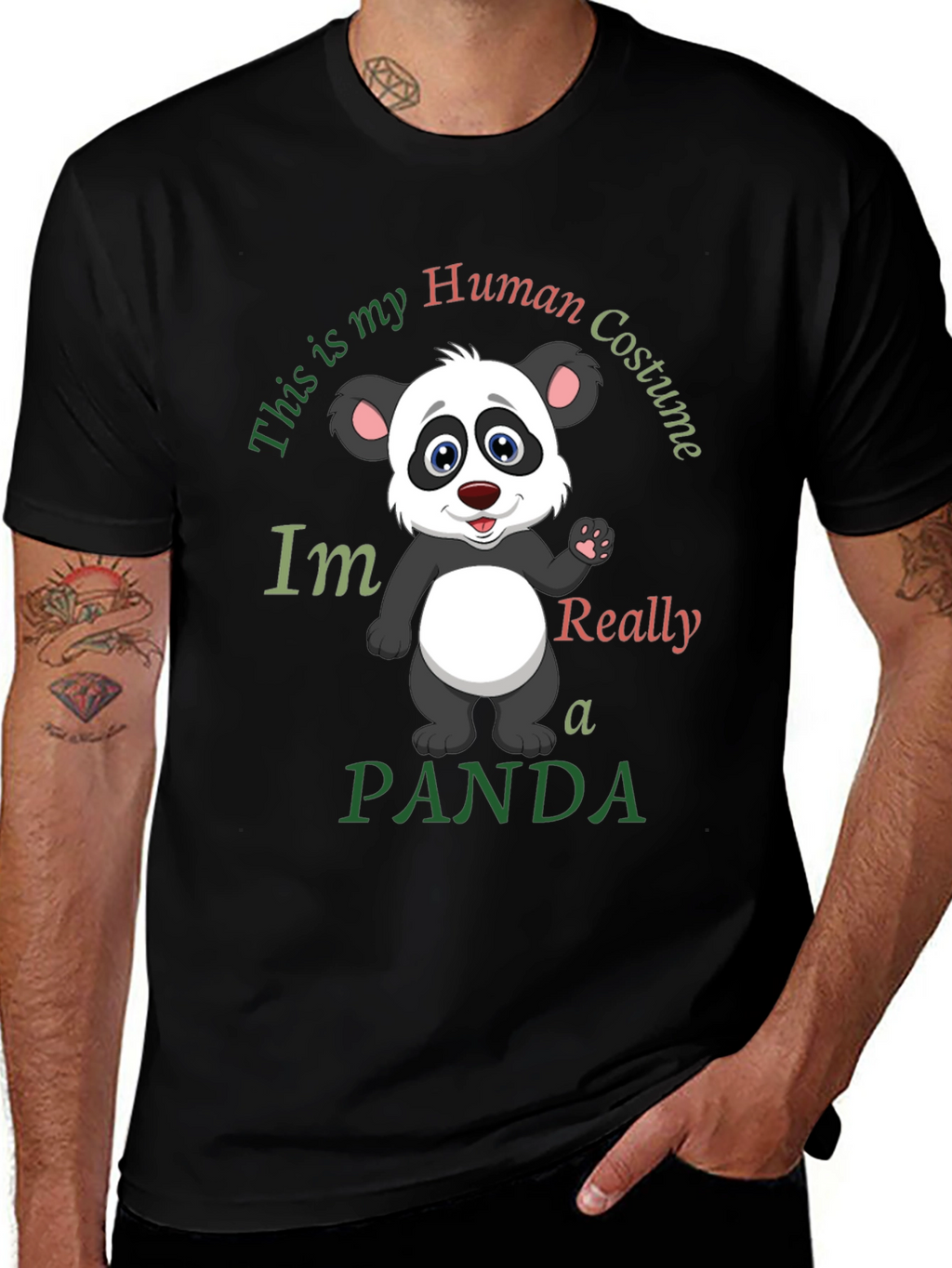 Human Costume Panda T-Shirt - Funny Graphic Tee
