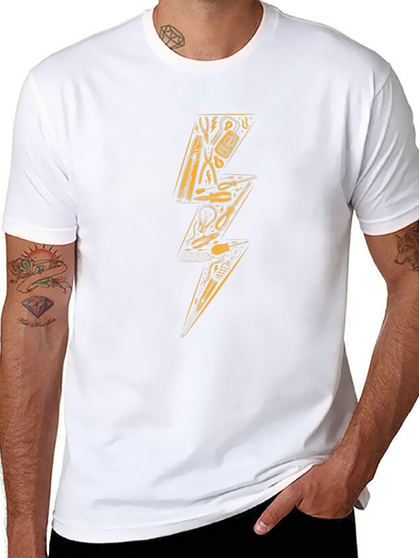 Electrician Tools Lightning Bolt Graphic T-Shirt