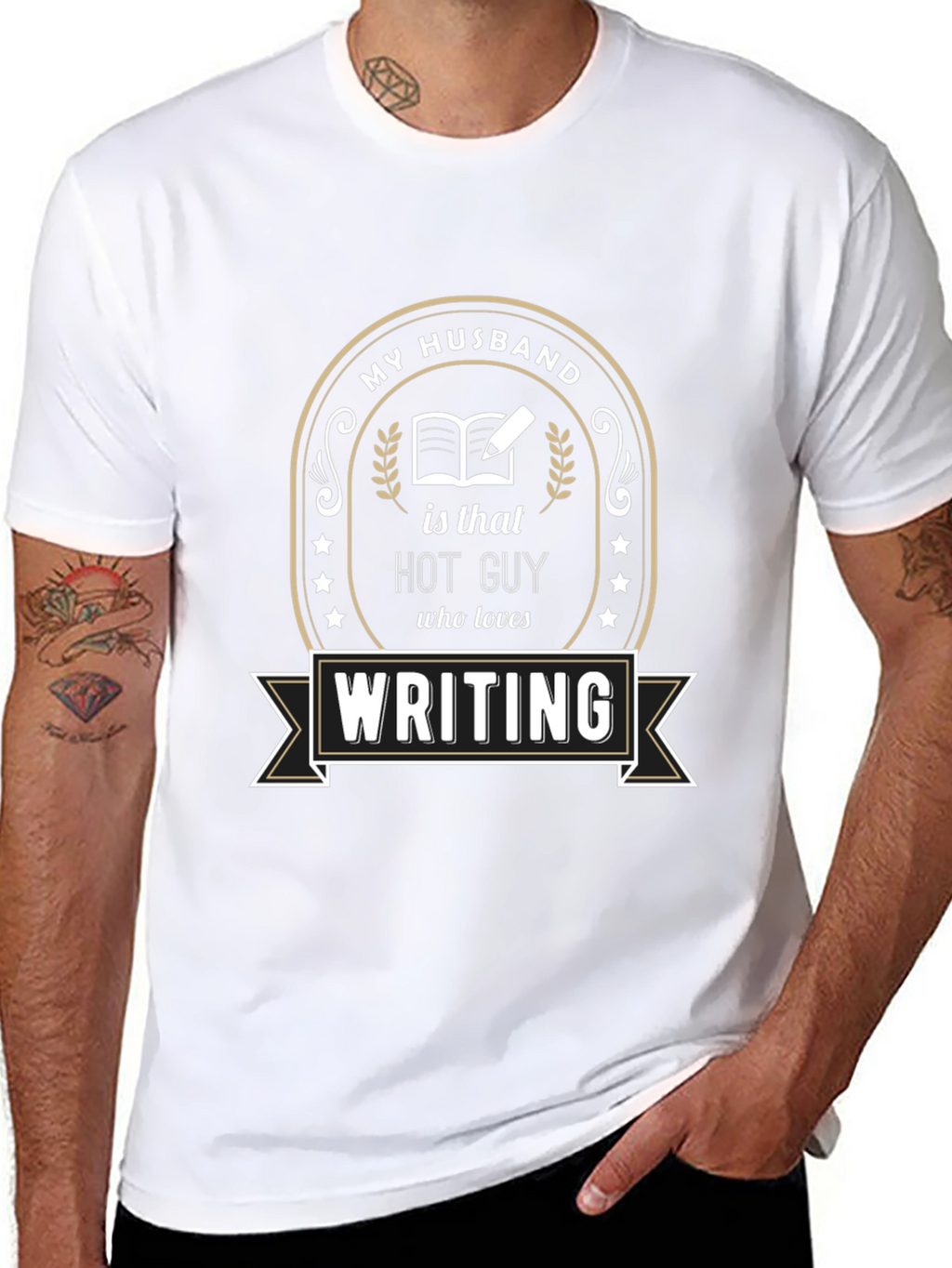 My Husband Hot Guy Writing T-Shirt