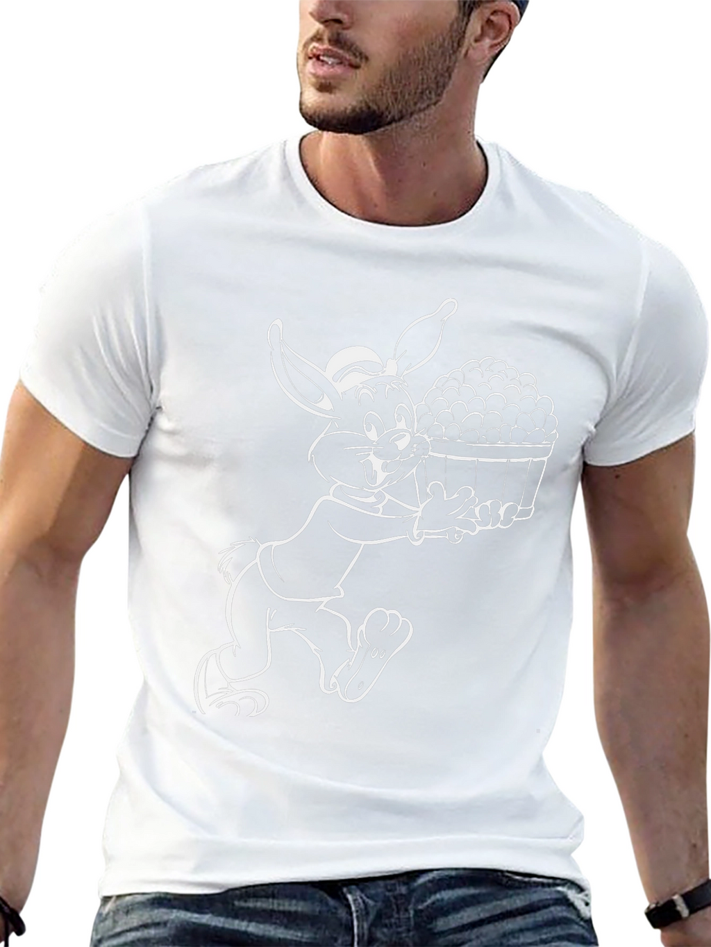 Cartoon Rabbit Black T-Shirt