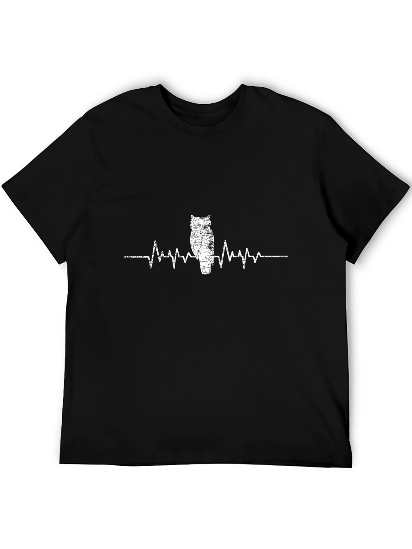 Owl Heartbeat T-Shirt - Black Cotton Tee