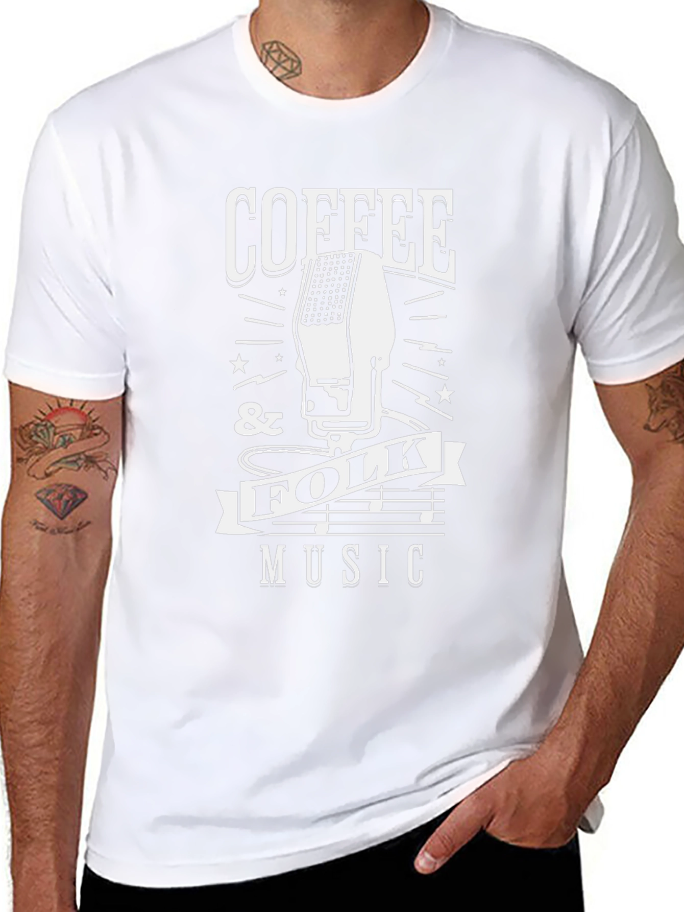 Coffee & Folk Music Graphic Tee - Black