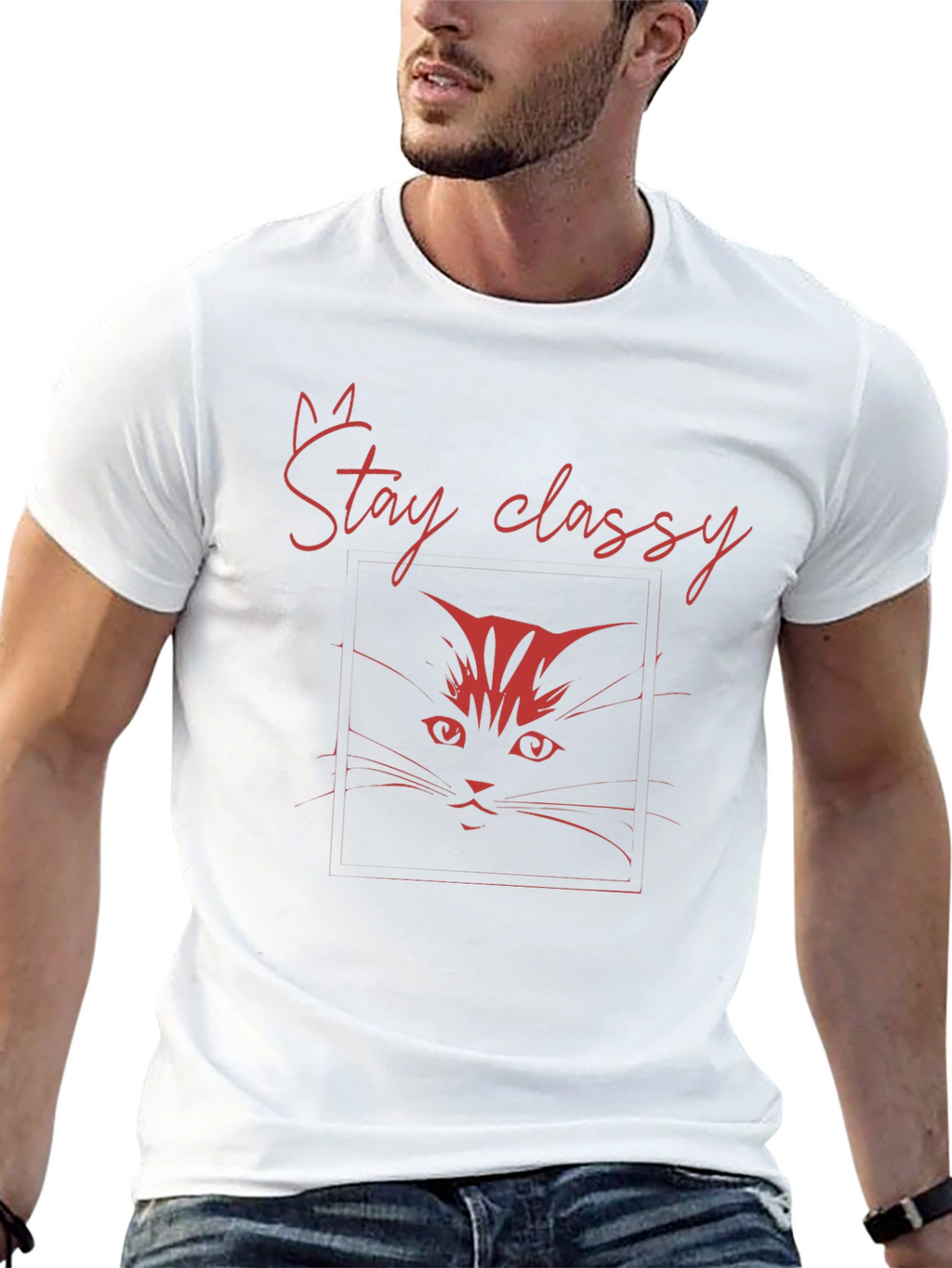 Stay Classy Cat Black T-Shirt