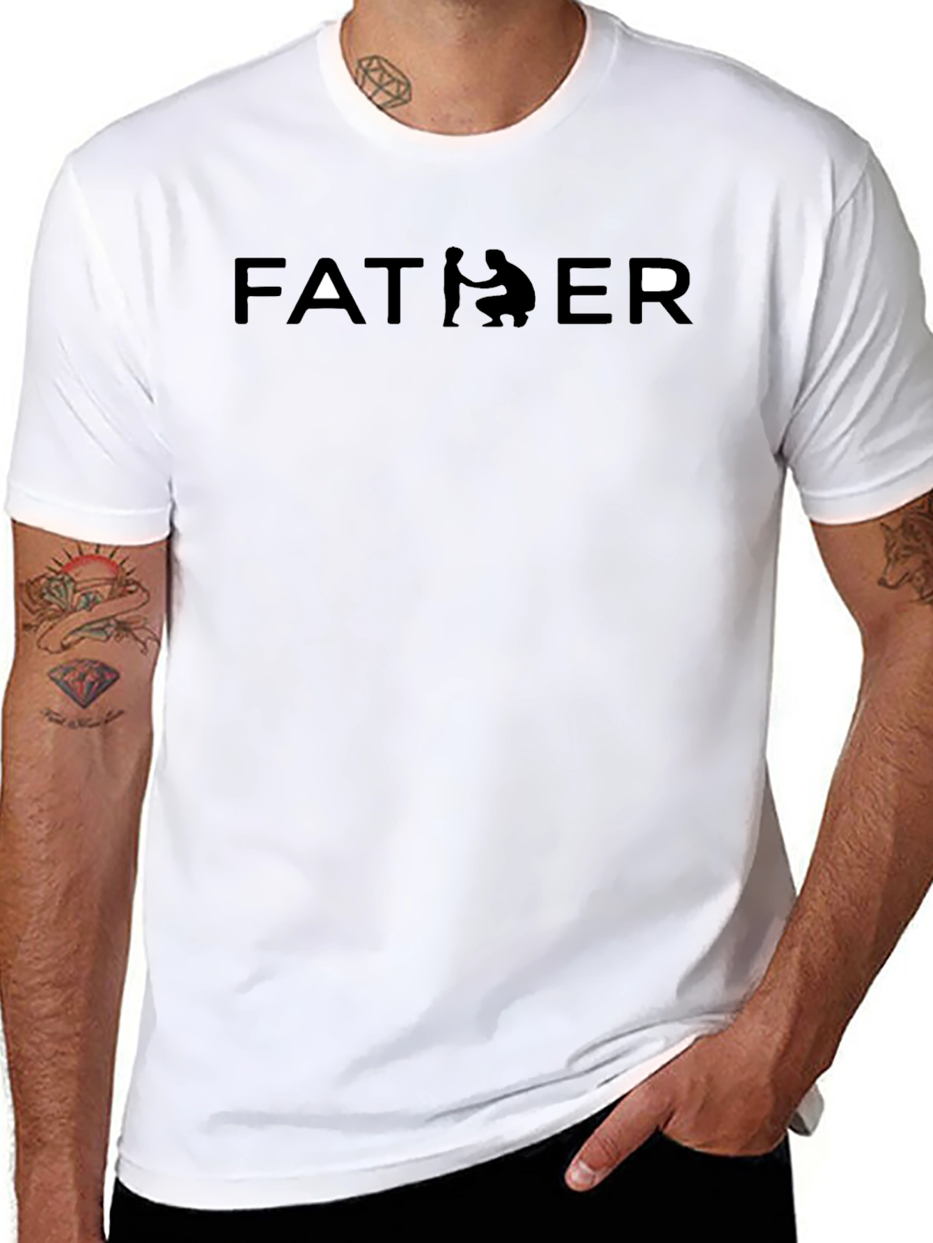 Father Black Graphic Tee - Dad Silhouette T-Shirt
