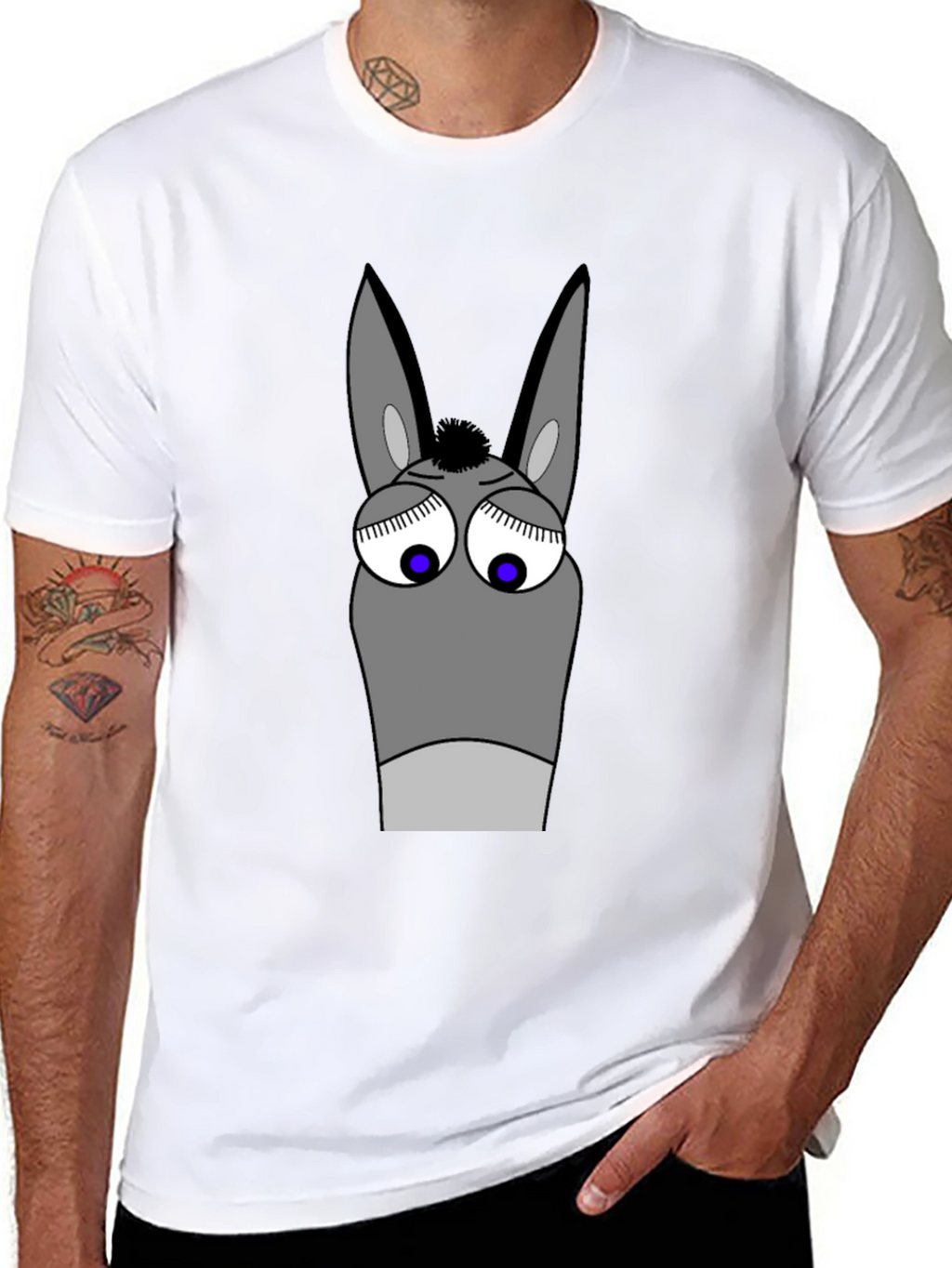 Funny Donkey Cartoon Graphic T-Shirt - Black