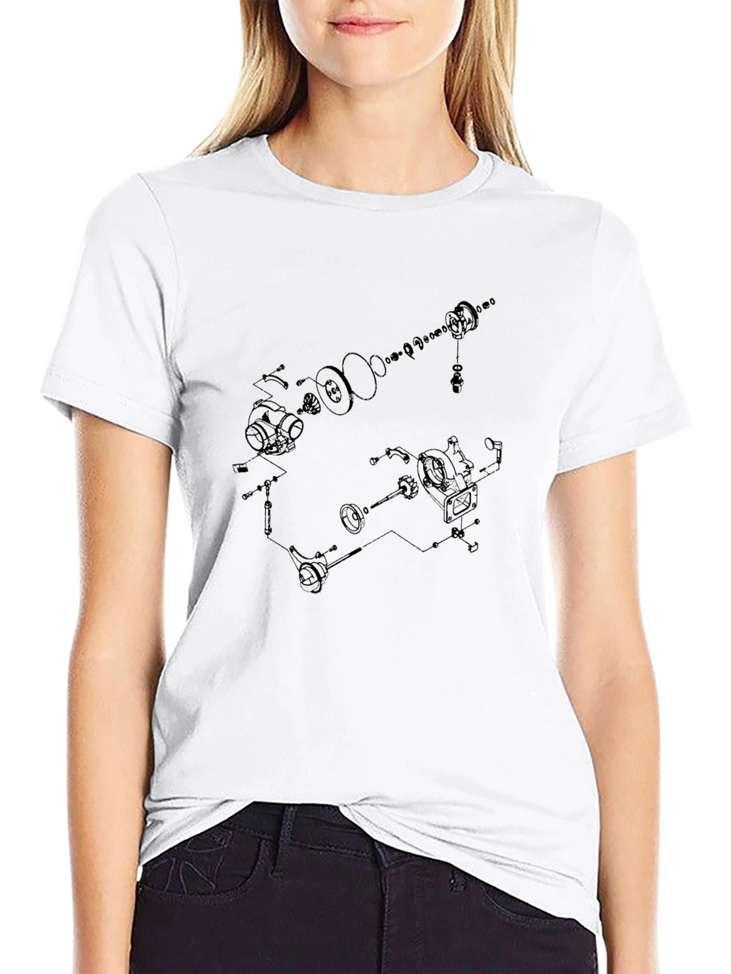 Technical Diagram Graphic Tee - Black Cotton T-Shirt