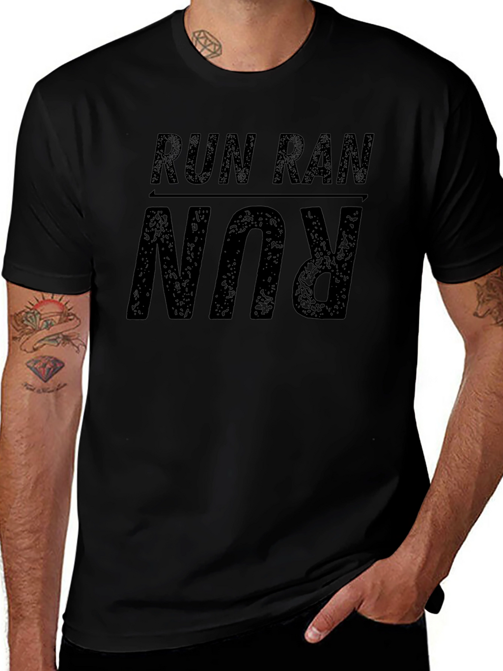 Run Ran Run T-Shirt - Black Casual Wear