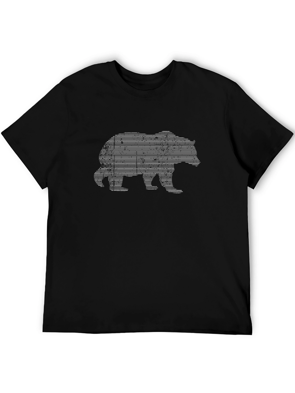 Bear Graphic Tee - Horizontal Line Art Design