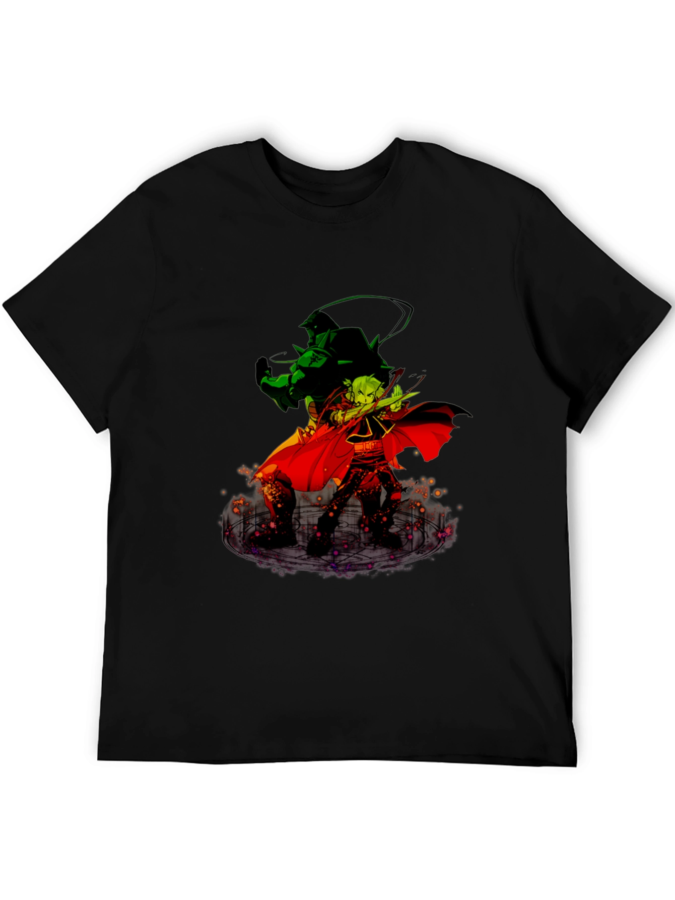 Anime Duo Graphic T-Shirt - Black Cotton Tee