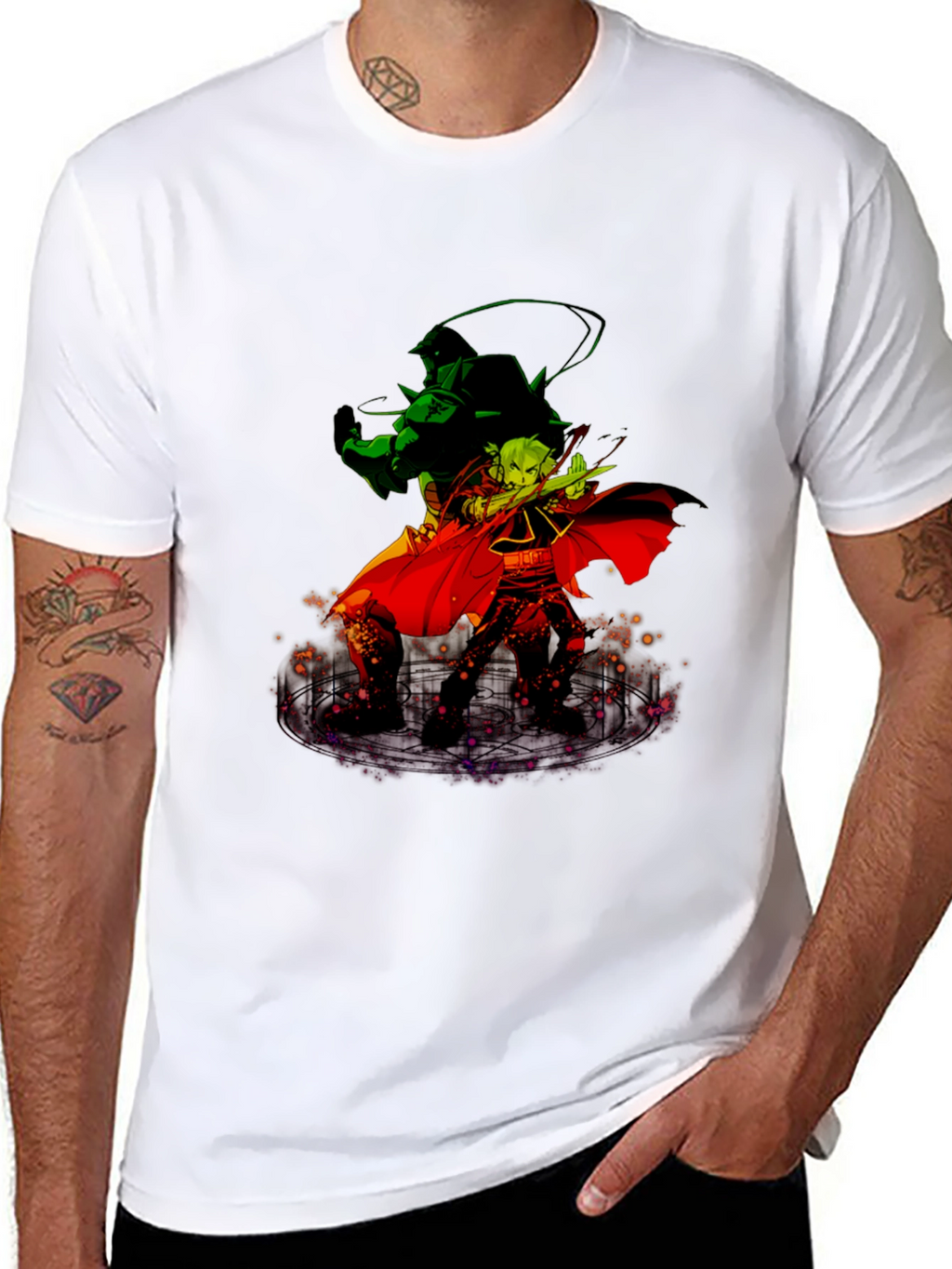Anime Duo Graphic T-Shirt - Black Cotton Tee