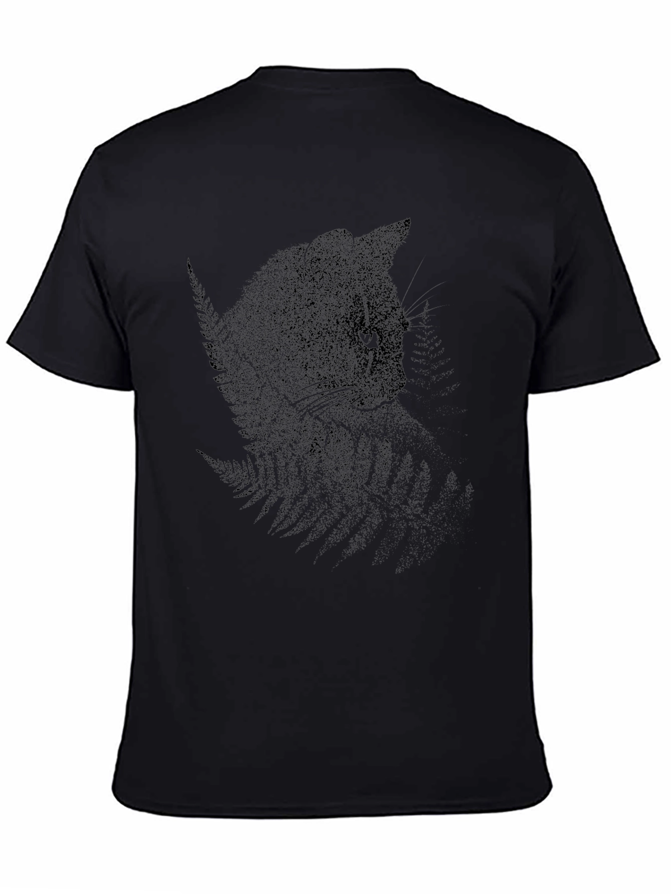Black Cat & Fern Graphic Tee - Stylish Unisex T-Shirt