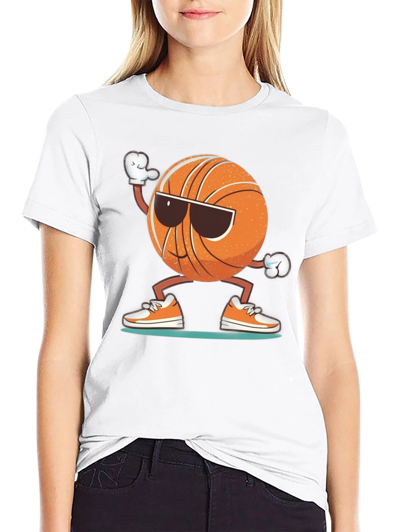 Cool Basketball Graphic Tee - Black Cotton Blend