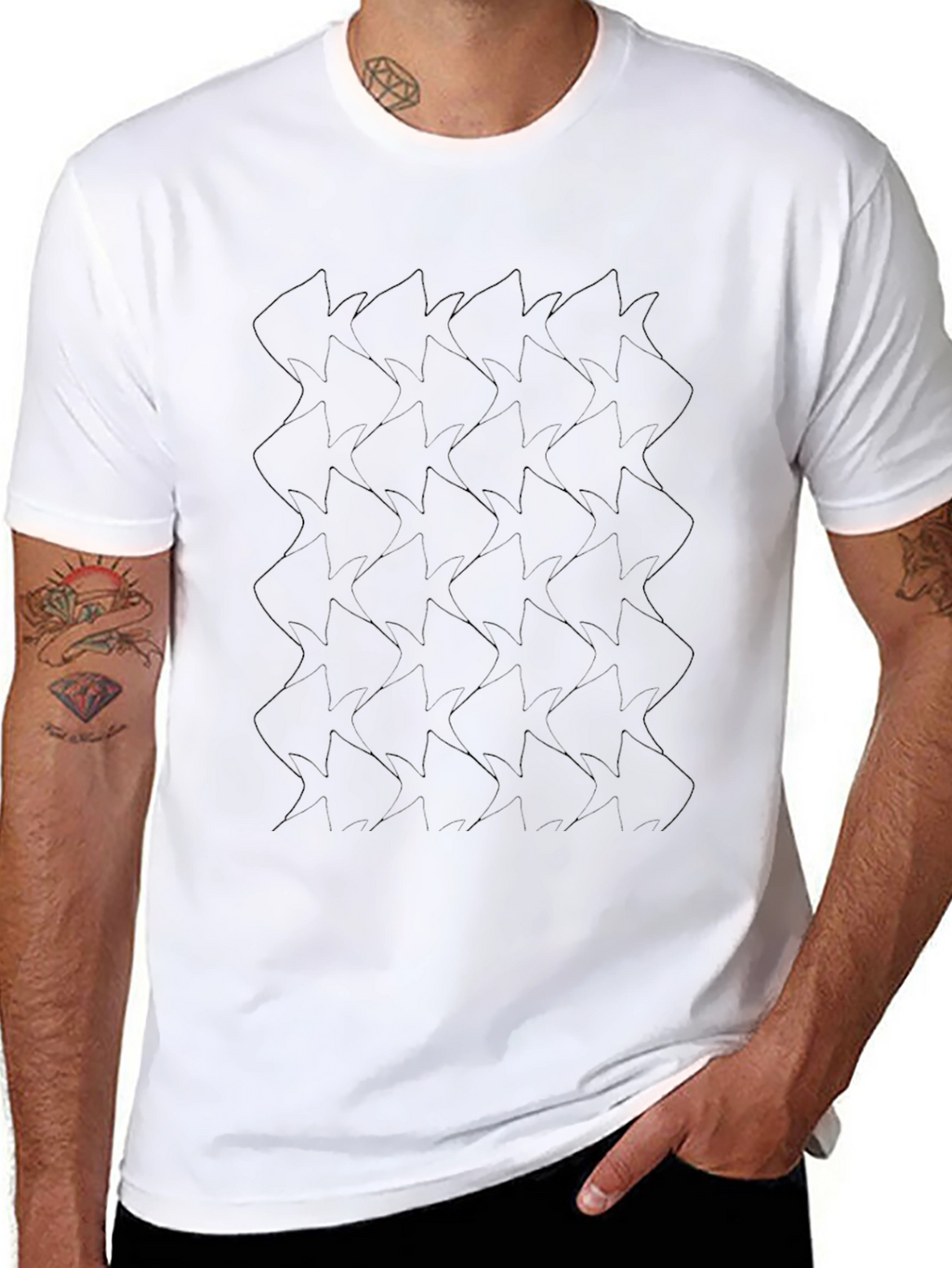 Black Geometric Patterned T-Shirt