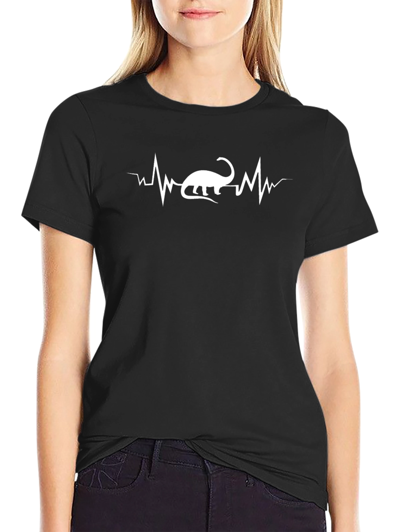 Dinosaur Heartbeat T-Shirt - Black