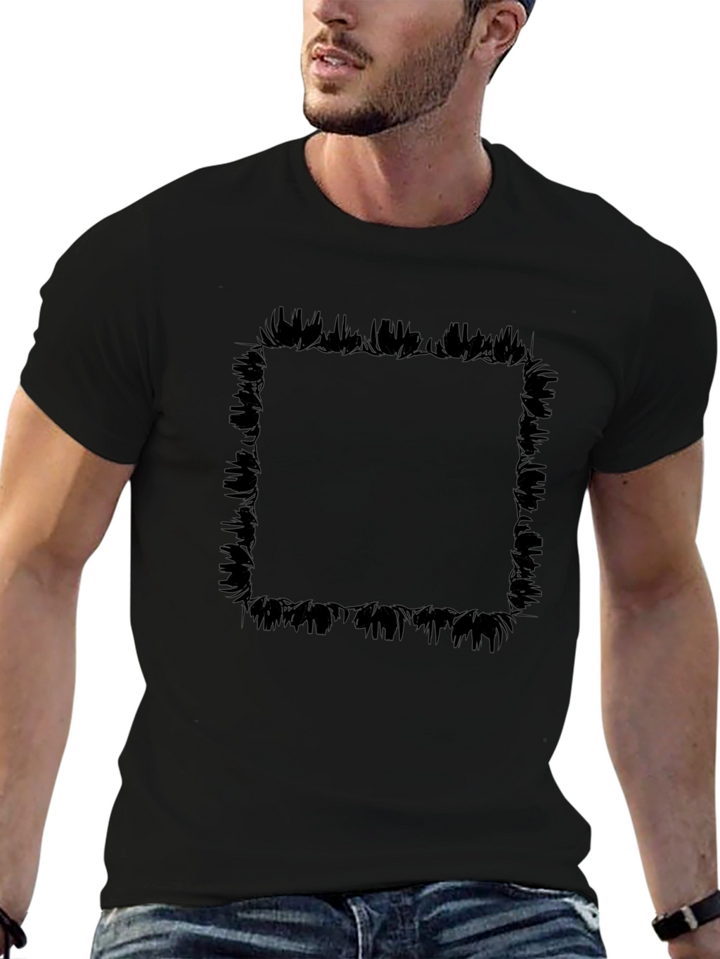 Edgy Graphic Tee - Black Brushstroke Frame