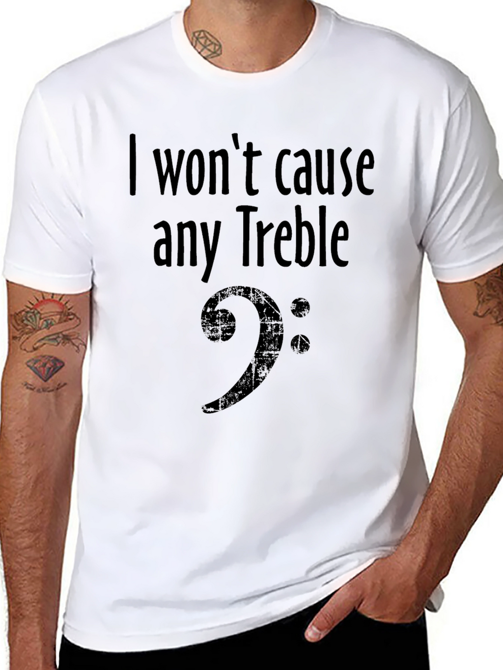 I Wont Cause Any Treble Bass Clef Musician T-Shirt