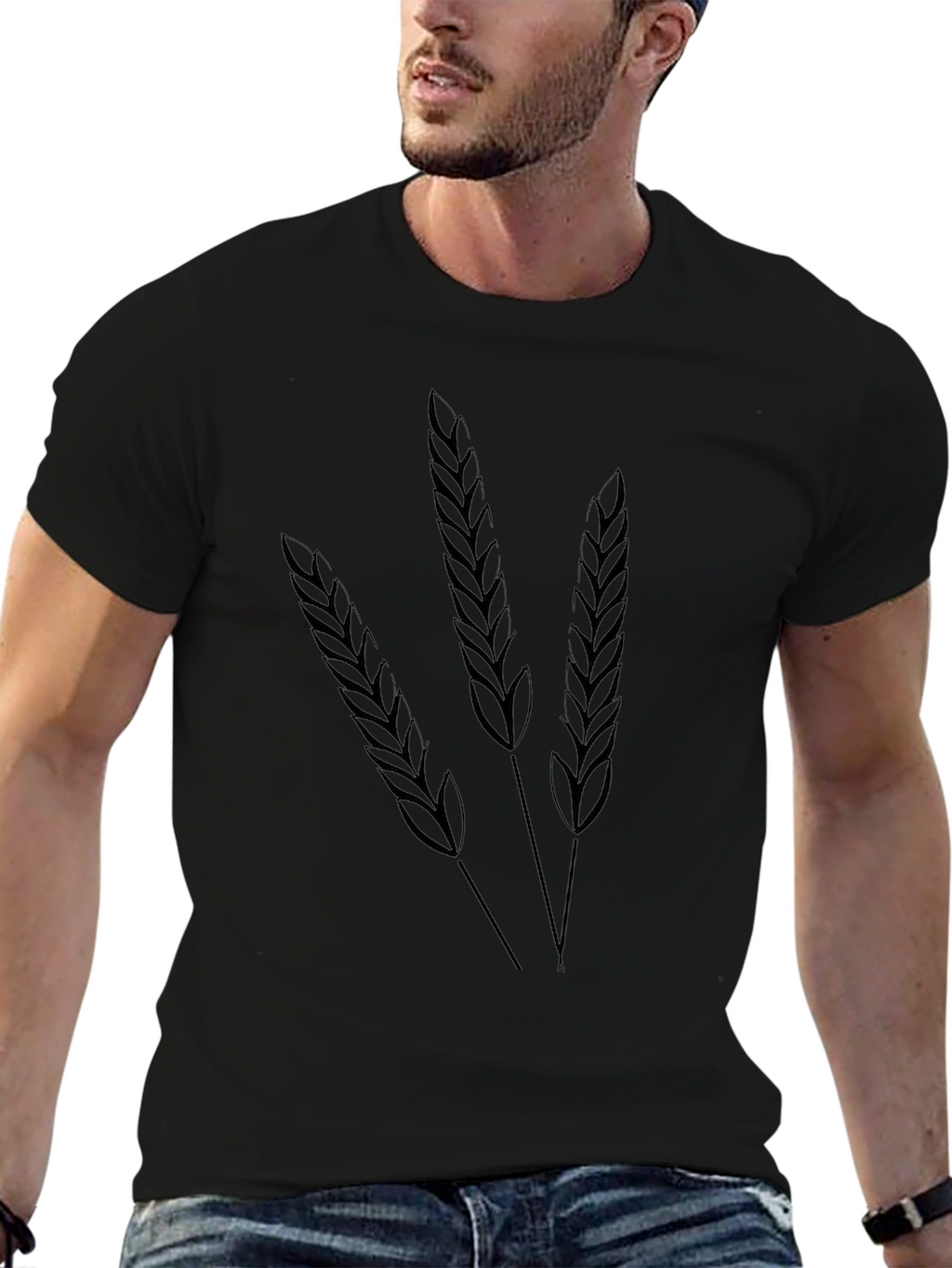 Wheat Graphic Tee - Black Cotton T-Shirt