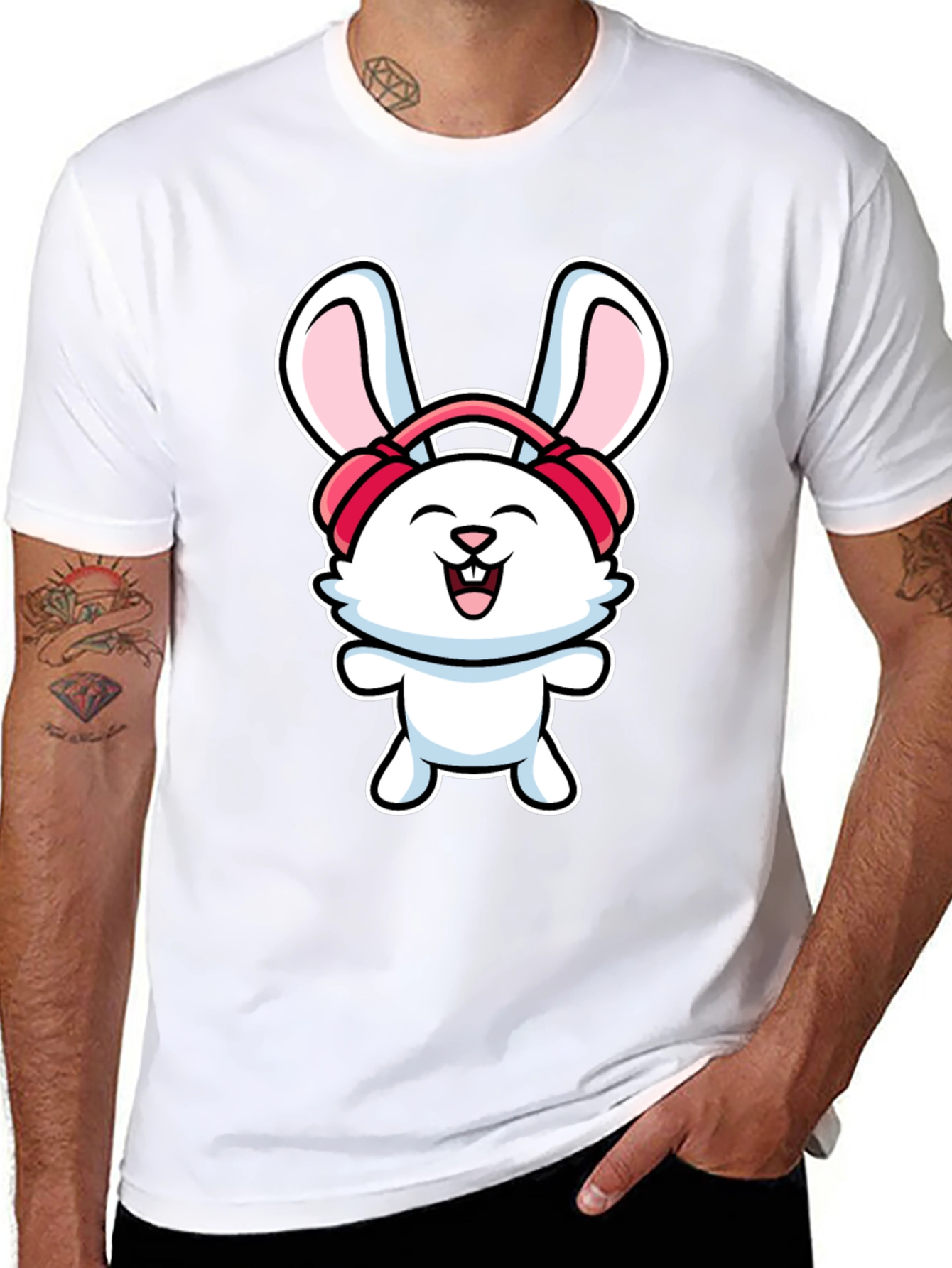 Bunny Headphones Graphic T-Shirt