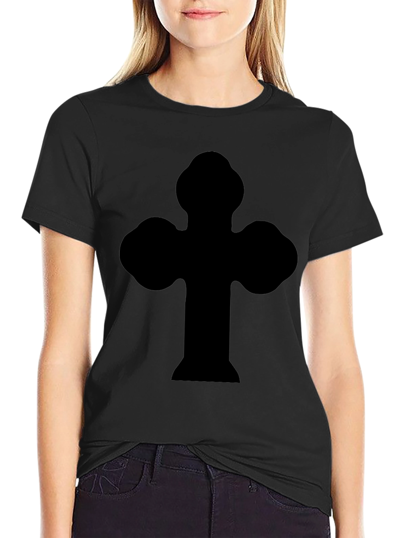 Black Cross Graphic Tee - Mens Casual Short Sleeve Shirt