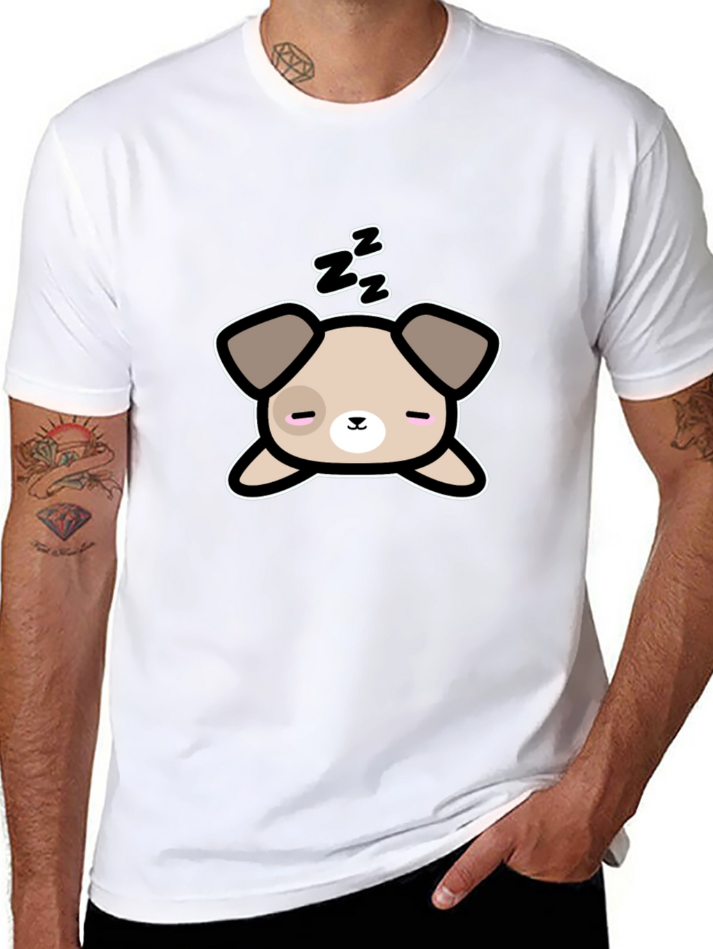 Cute Sleeping Dog Graphic T-Shirt - Unisex