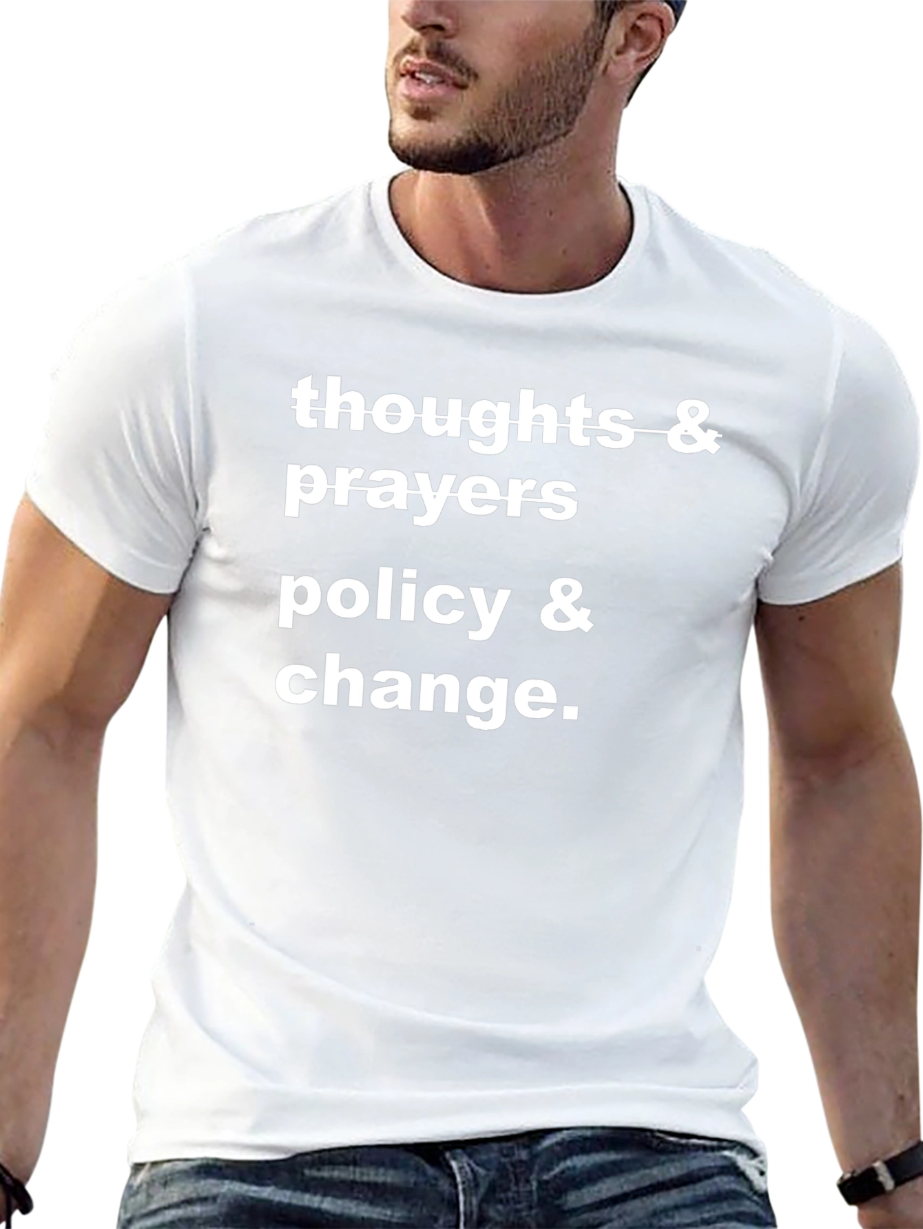 Thoughts Prayers Policy Change Graphic Tee