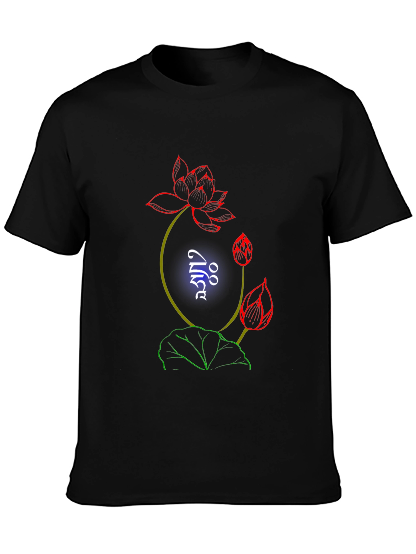 Lotus Graphic Print Black T-Shirt