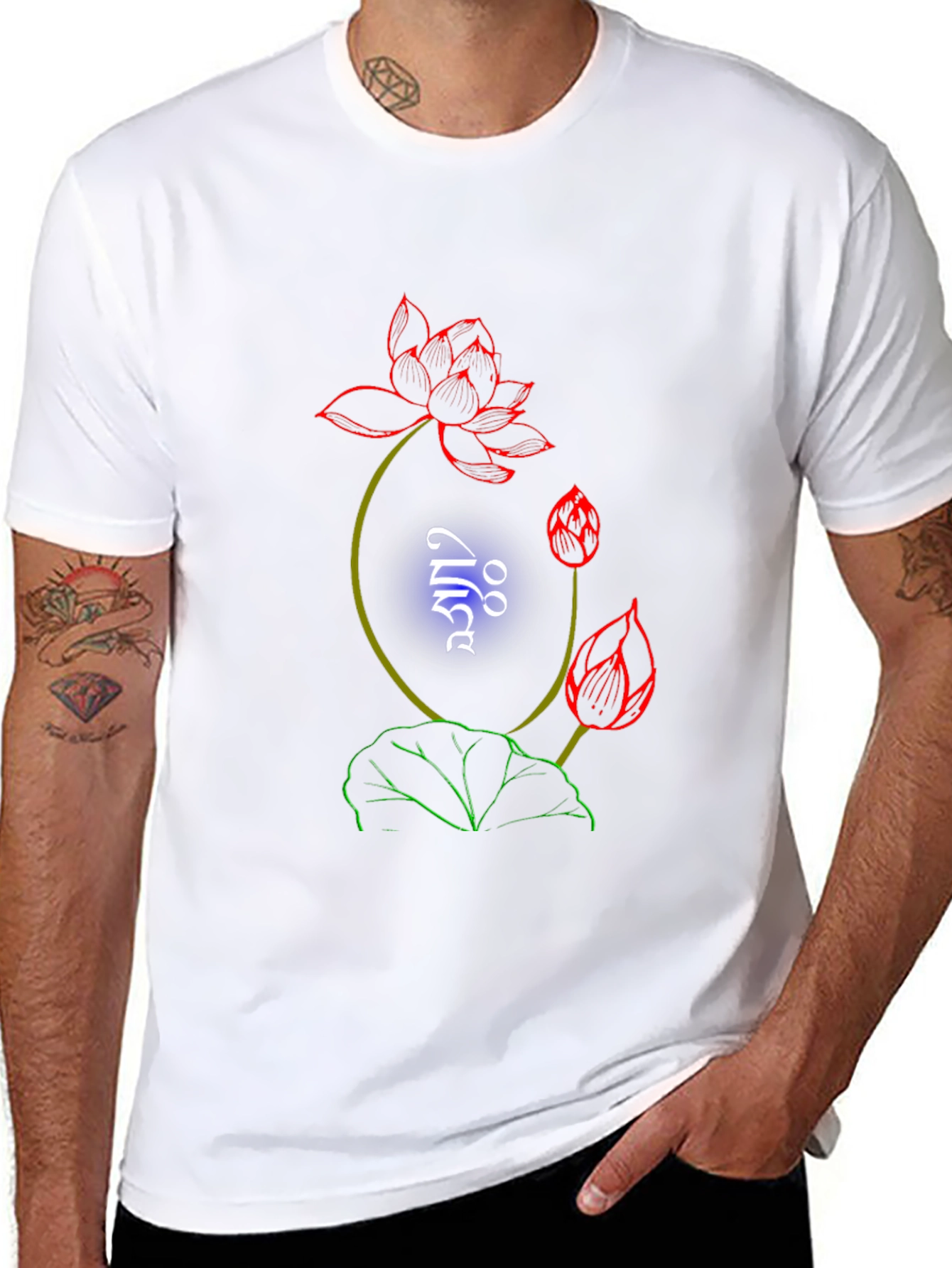 Lotus Graphic Print Black T-Shirt
